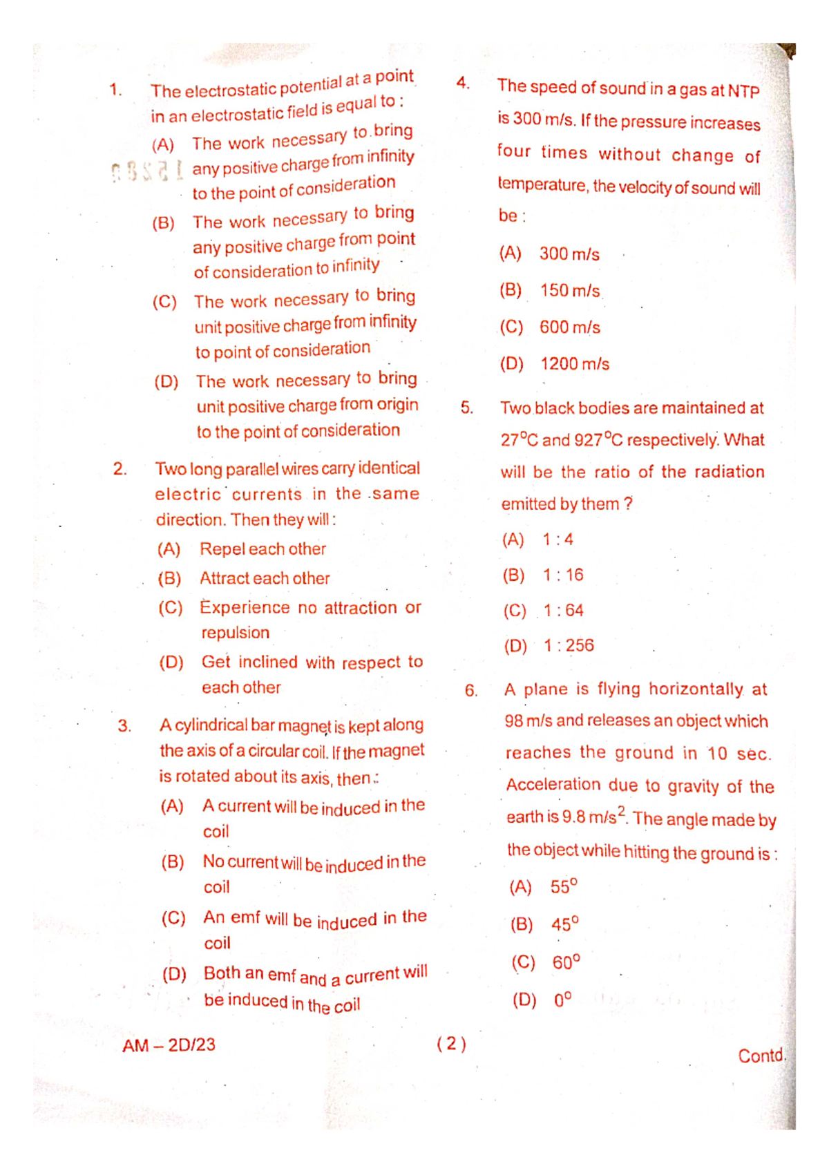 BSC BED 2022 Question - Bed entrance . - 1. The electrostatic potential ...