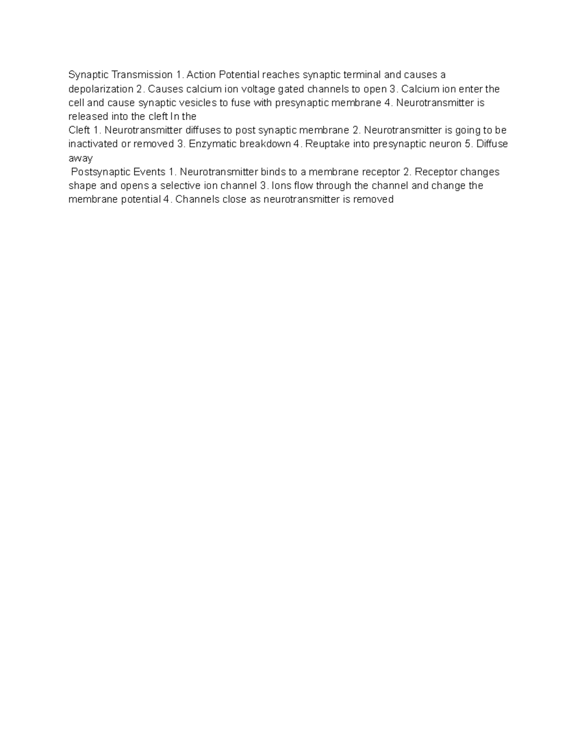 Action Potential Path - Synaptic Transmission 1. Action Potential ...