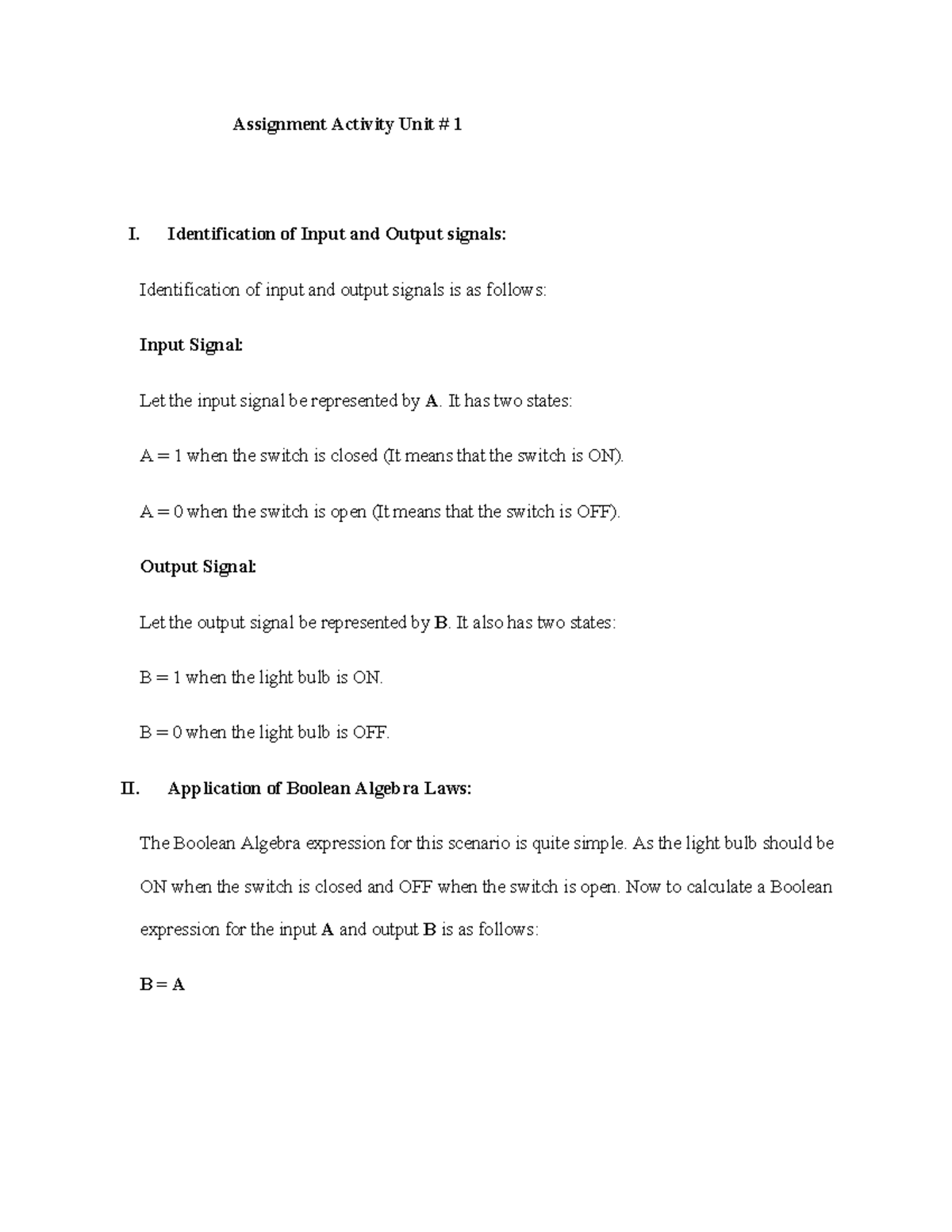 Assignment Activity Unit 1 DE - Identification of Input and Output ...