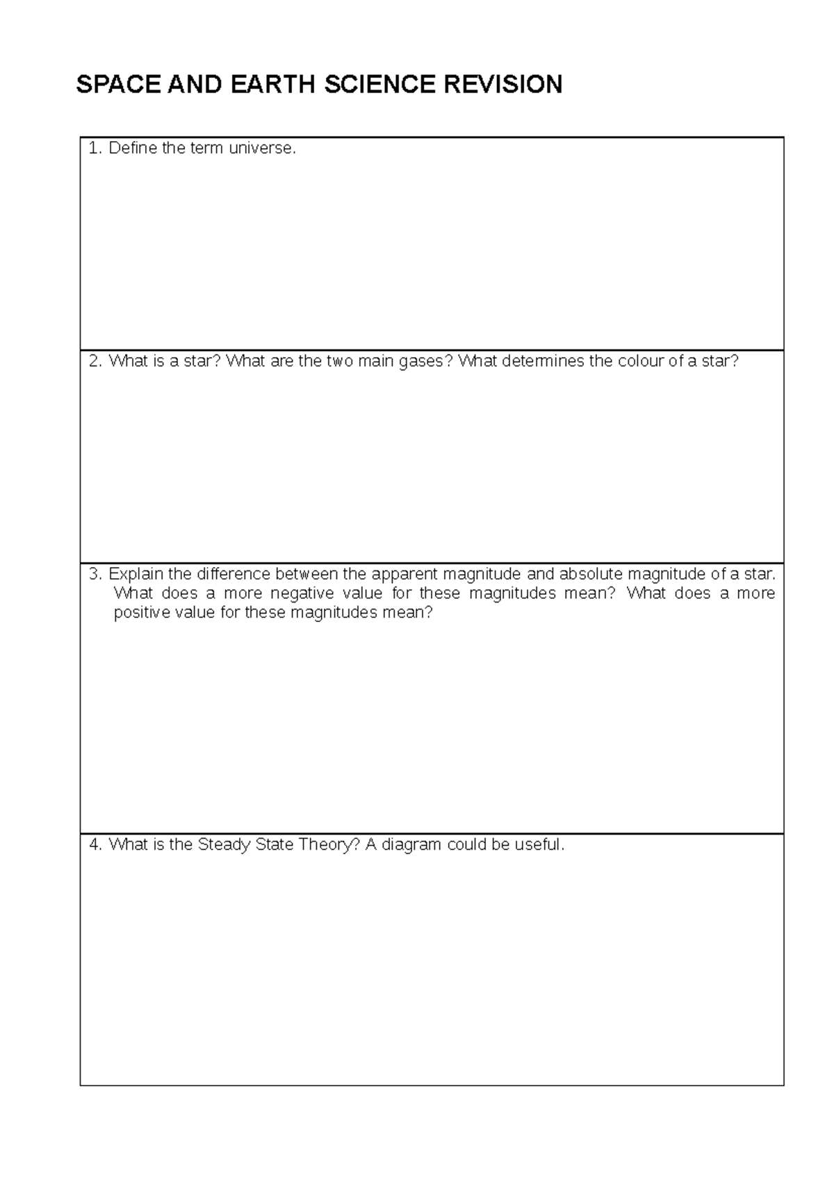 10 - Sem 2 Exam Revision - Wqbvwetbqwrbrwb - SPACE AND EARTH SCIENCE ...