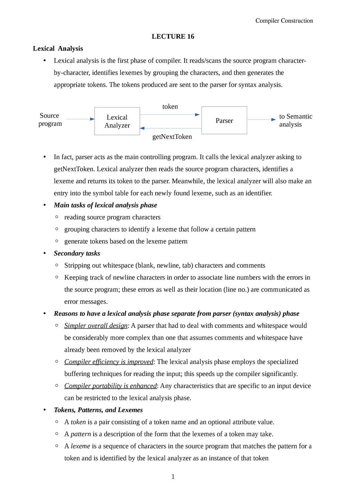 Compiler Lectures(after MID) - LECTURE 16 Lexical Analysis - Lexical ...