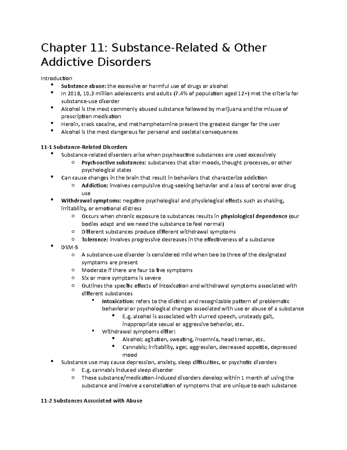 Chapter 11 Substance Related And Addictive PSYC 301 - Chapter 11 ...