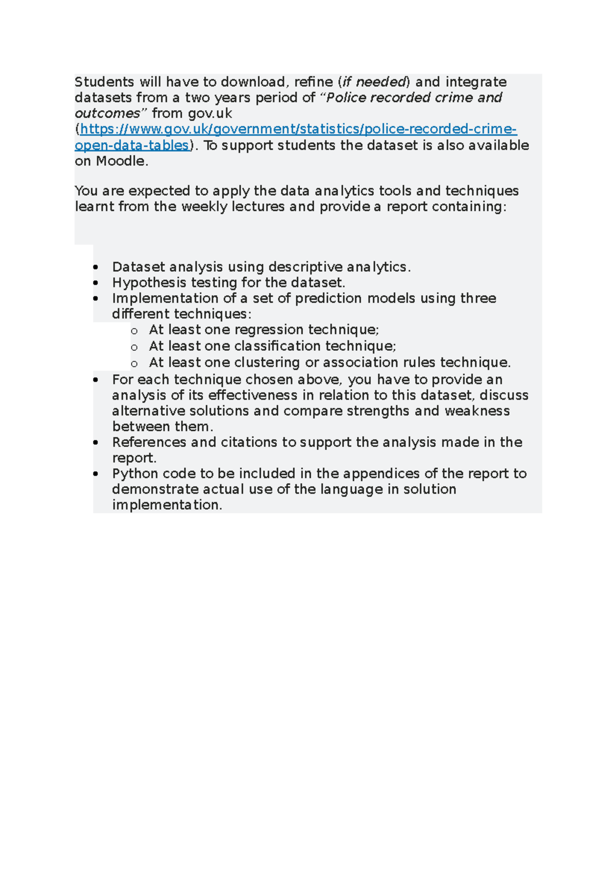 Data analytics assignment 1 - Students will have to download, refine ...