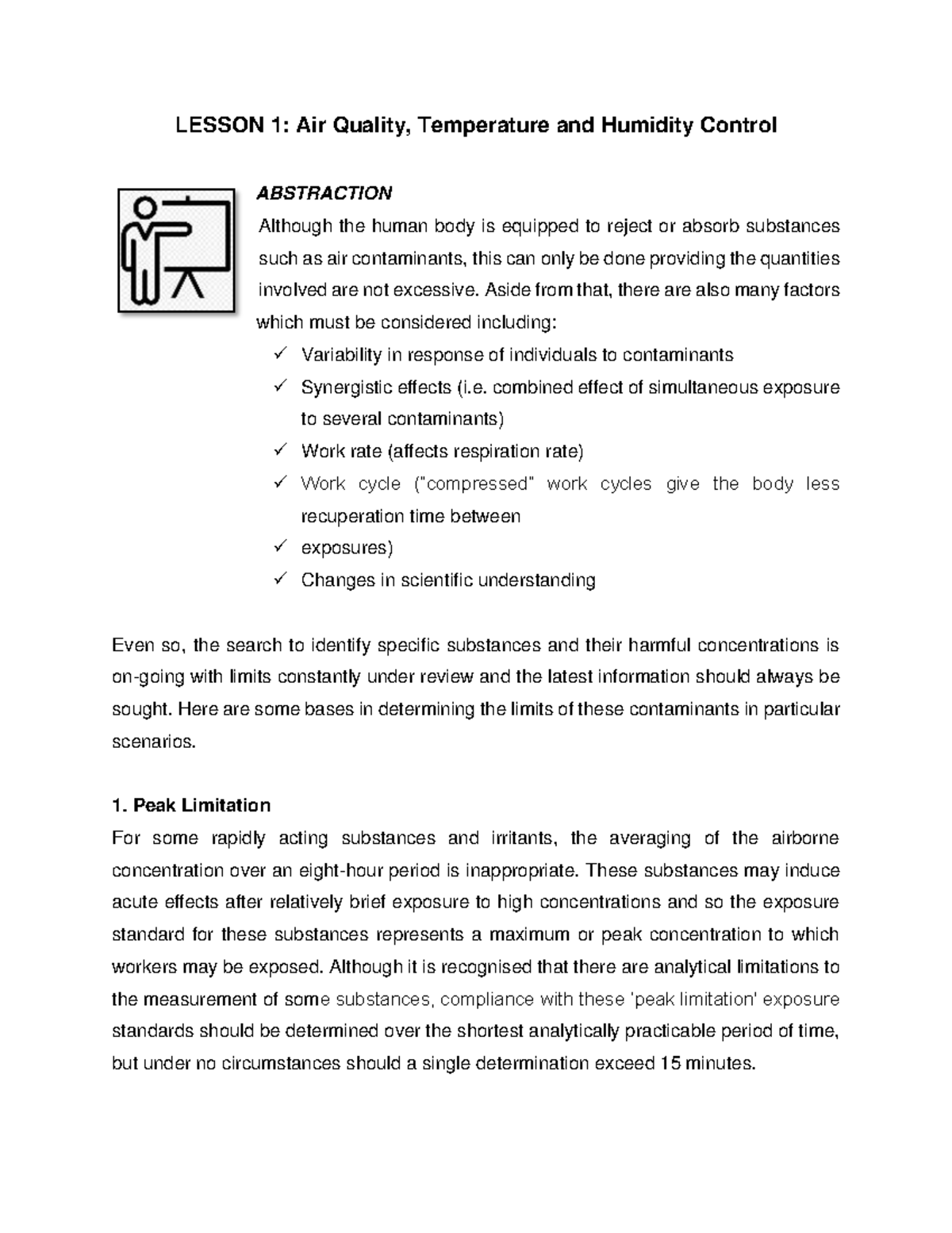 Module 2 Lesson 1 - Air Quality, Temperature and Humidity Control ...