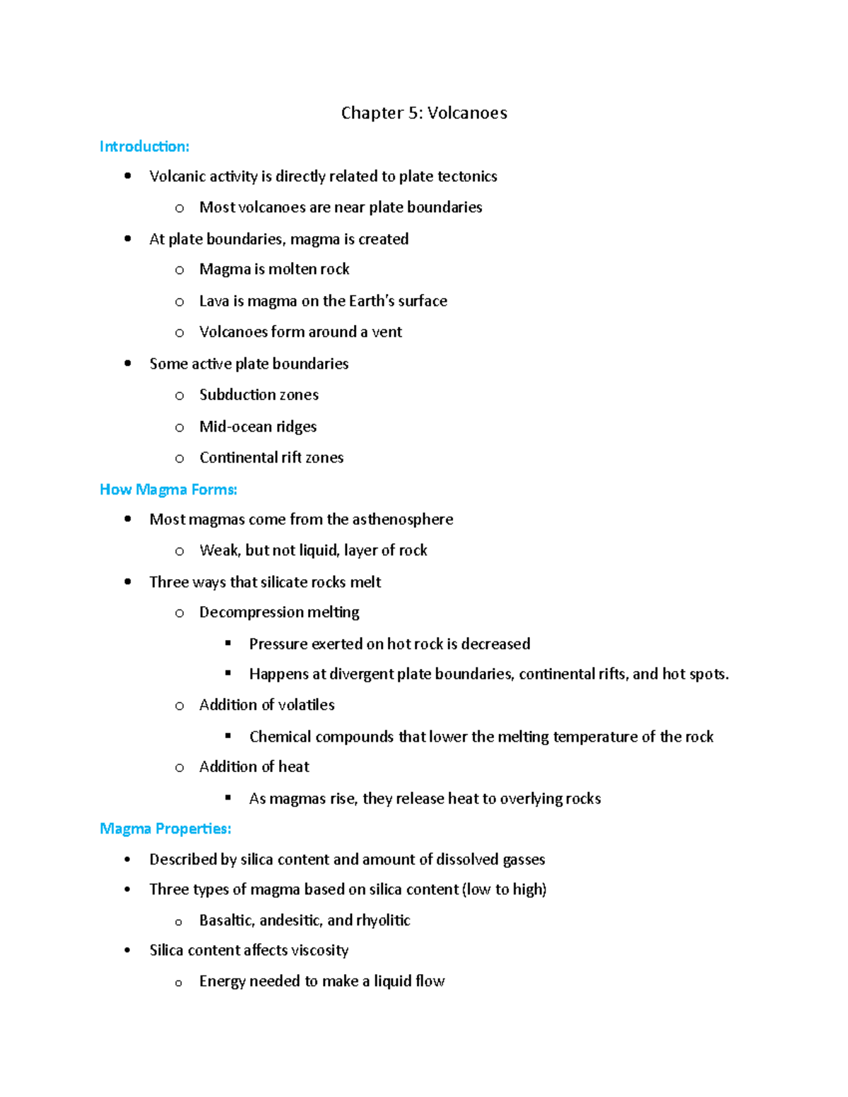 Geo Chapter 5 - Rona Donahoe - Chapter 5: Volcanoes Introduction ...
