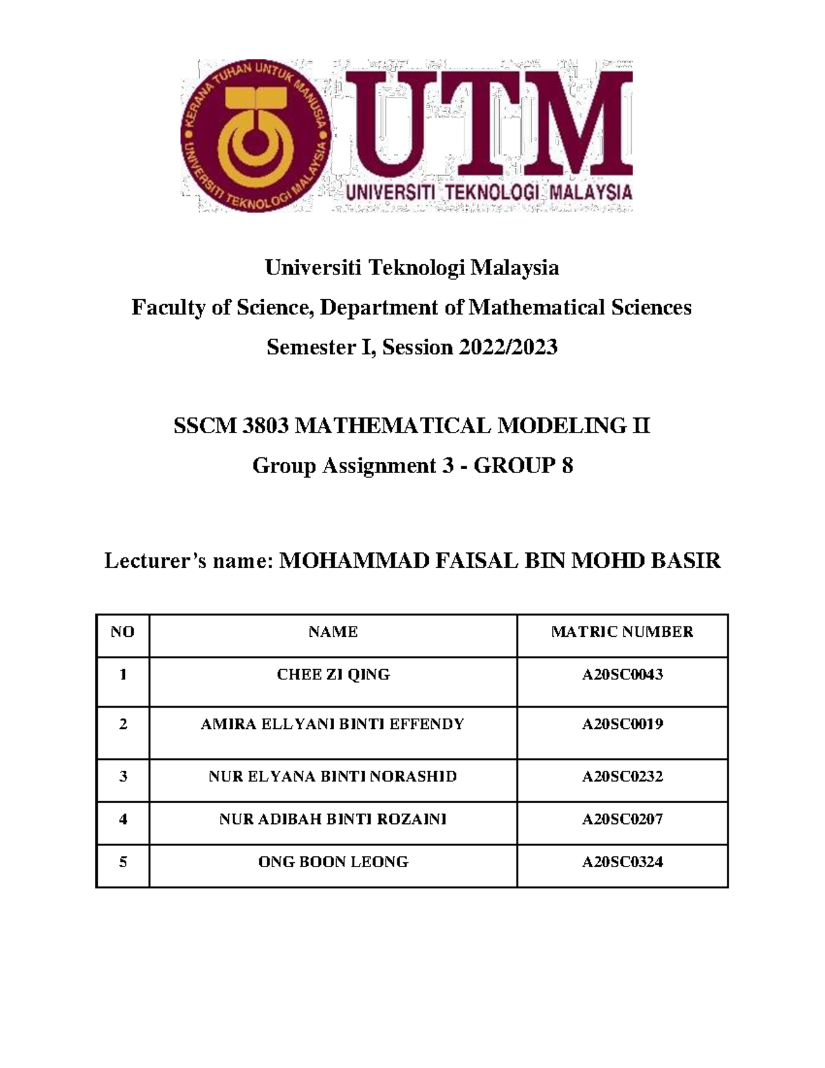 Sscm3803 Group Assignment 3 Universiti Teknologi Malaysia Faculty Of Science Department Of Sscm3803 Group Assignment 3 Universiti Teknologi Malaysia Faculty Of Science Department Of