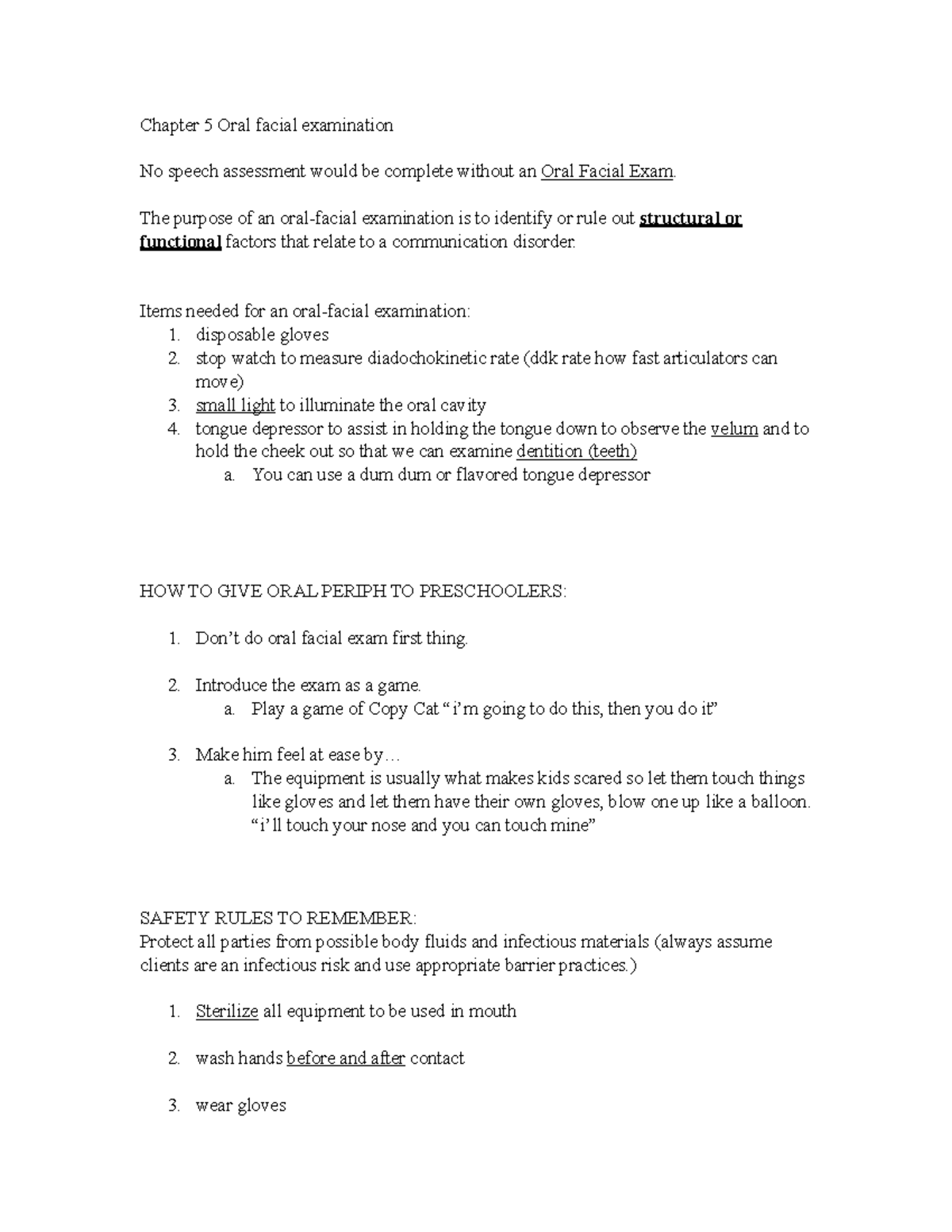 Chapter 5 Oral facial examination-student version - Chapter 5 Oral ...