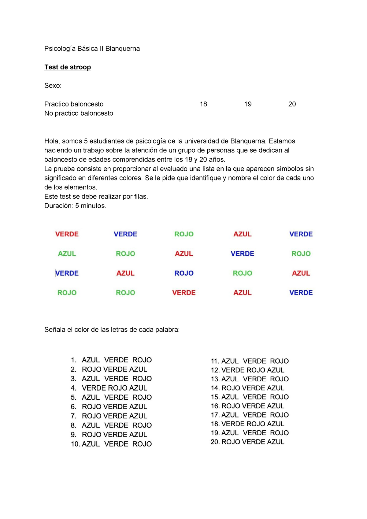 Test De Stroop Psicología Básica Ii Blanquerna Test De Stroop Sexo Practico Baloncesto 18 19 2499