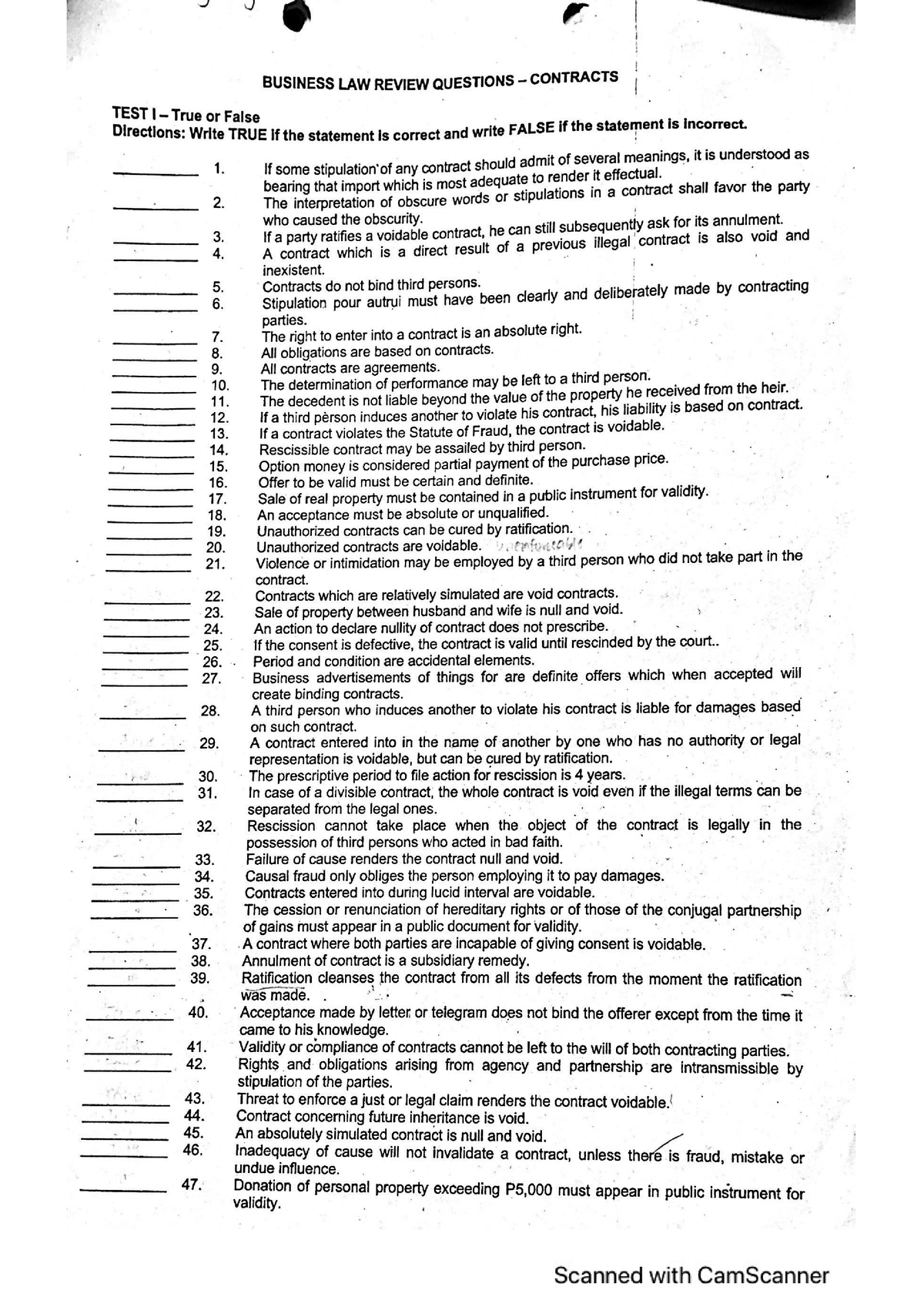 Contracts-Questionnaire - Accounting - Studocu