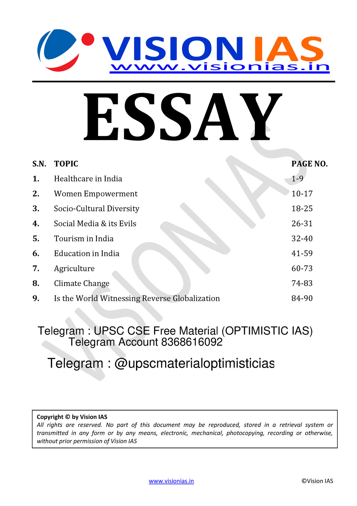 vision essay book