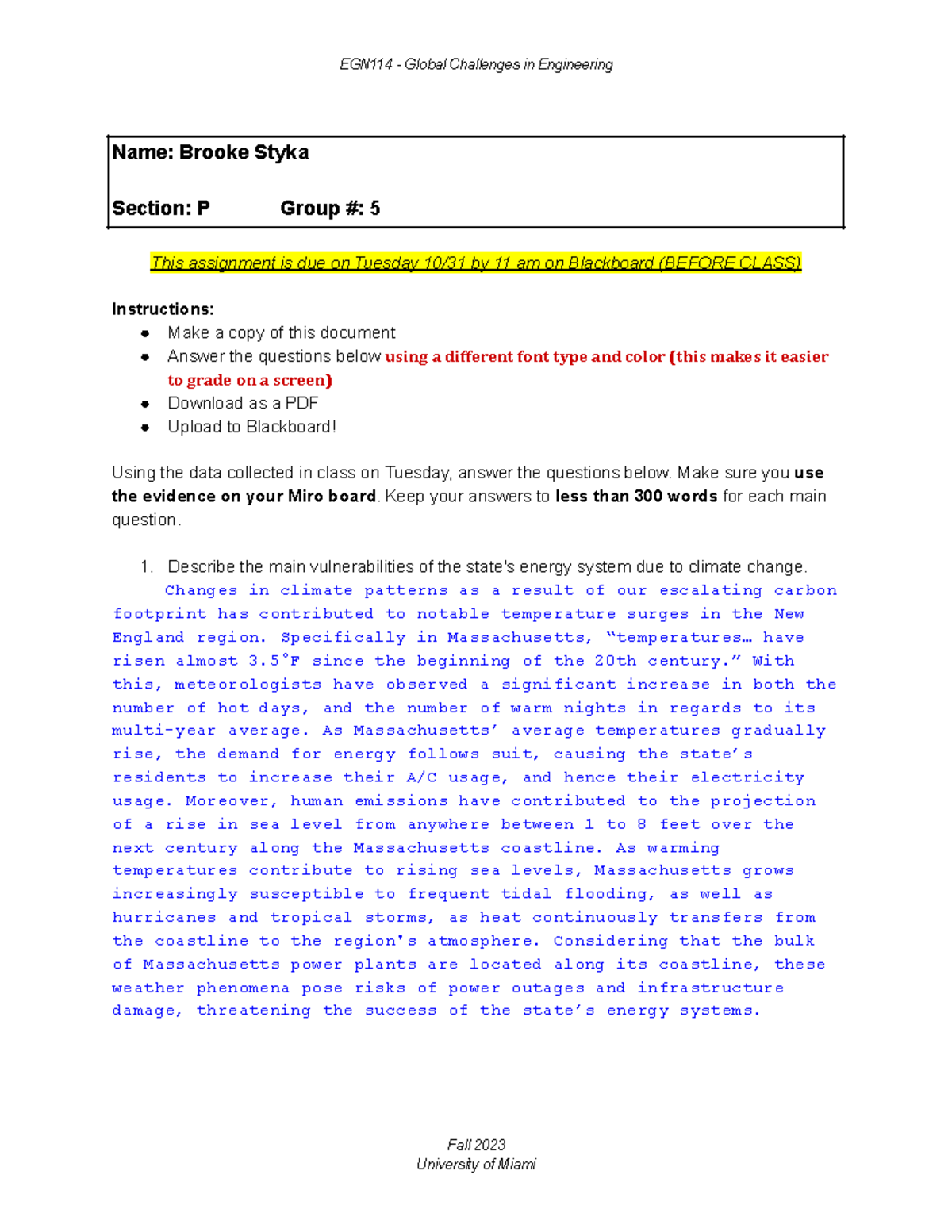 Copy of State energy analysis HW - Name: Brooke Styka Section: P Group ...