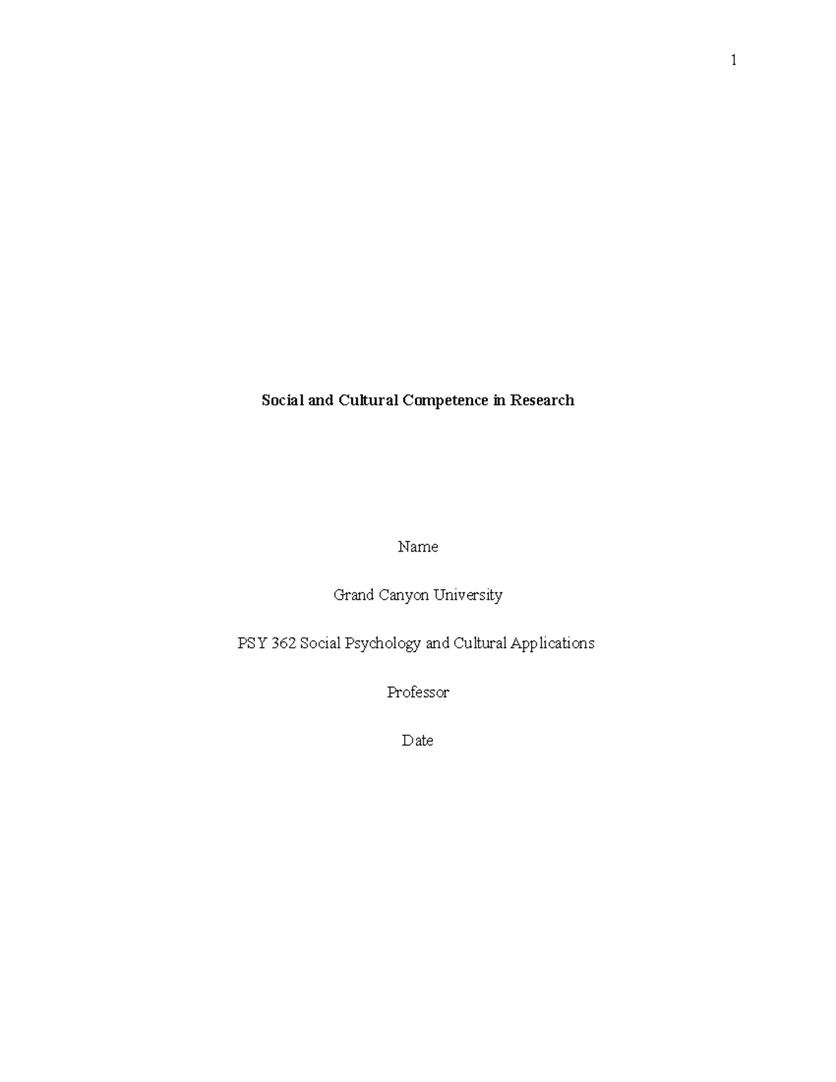 Social and Cultural Competence in Research - PSY-362 - GCU - Studocu