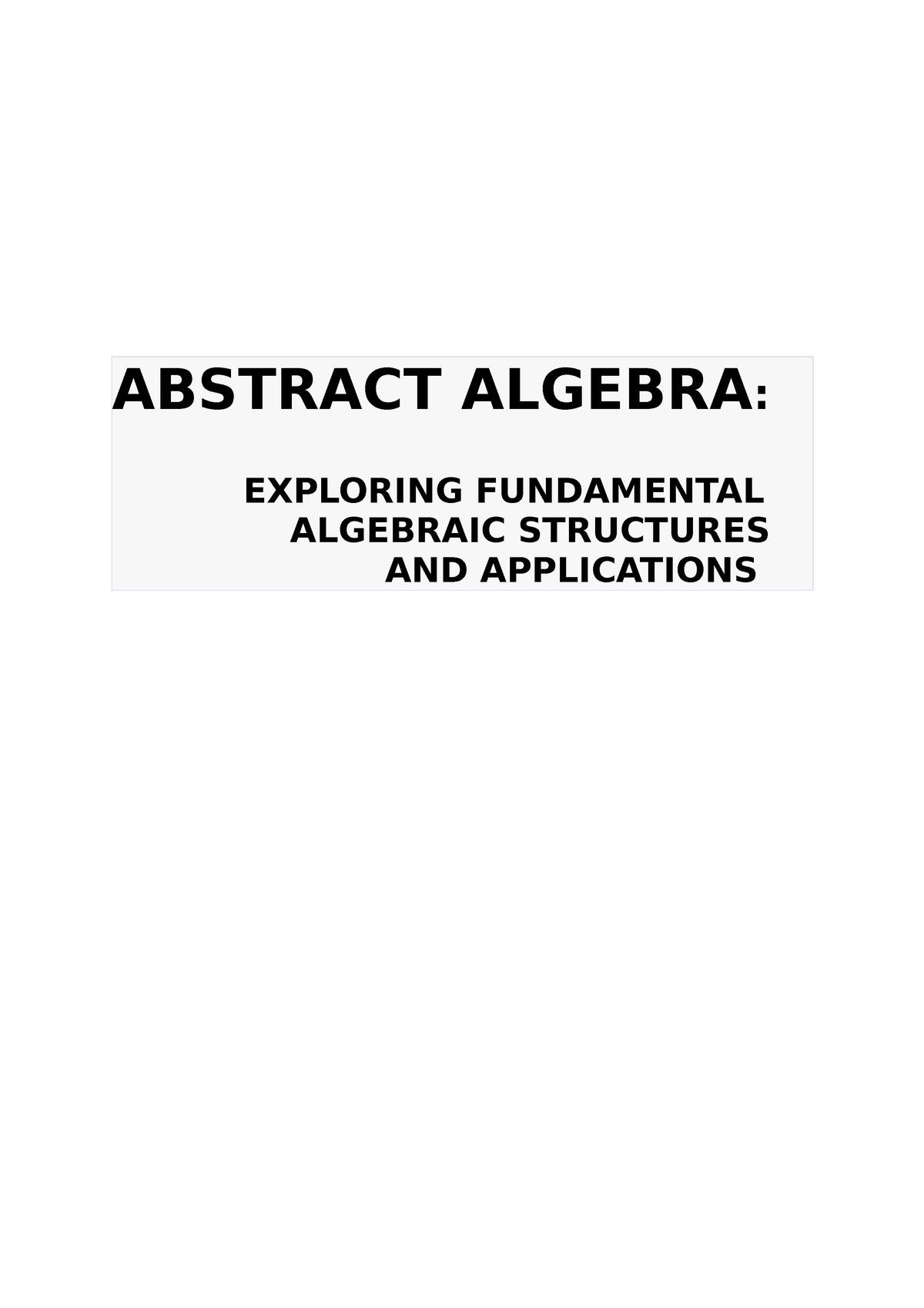 Abstract Algebra - Mathematics - IGNOU - Studocu