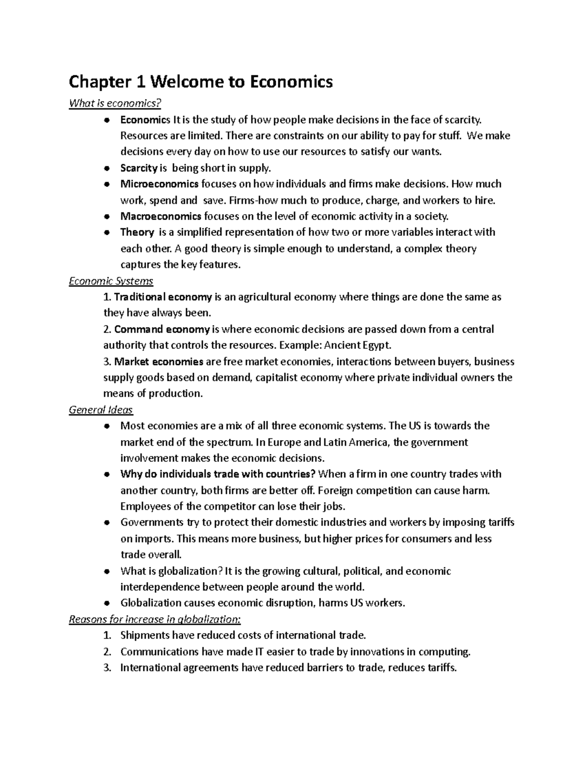 Macroeconomics Chapter Notes #1 ,2 - Chapter 1 Welcome To Economics ...