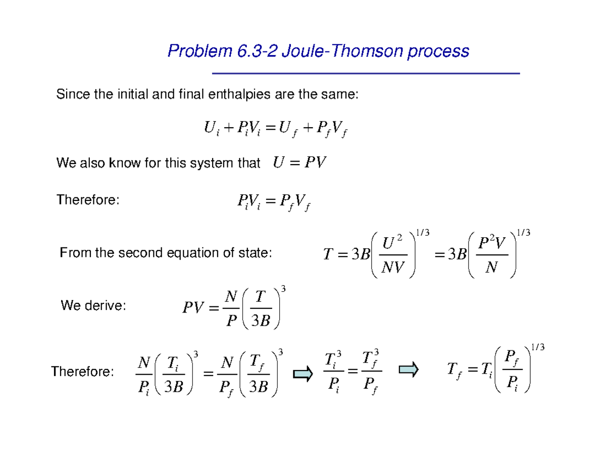 Homework 5 solutions Solution to Home work 5 Problem 62 Joule