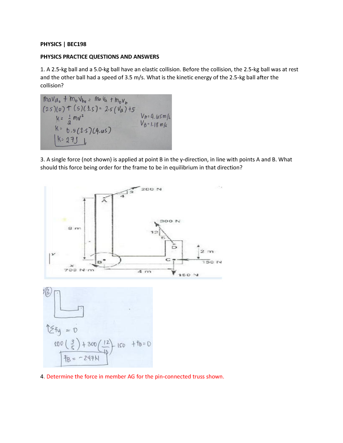 Physics Practice Problems With Solution - PHYSICS | BEC PHYSICS ...