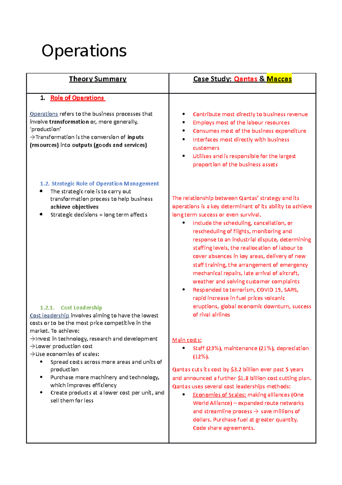 operations case study framework