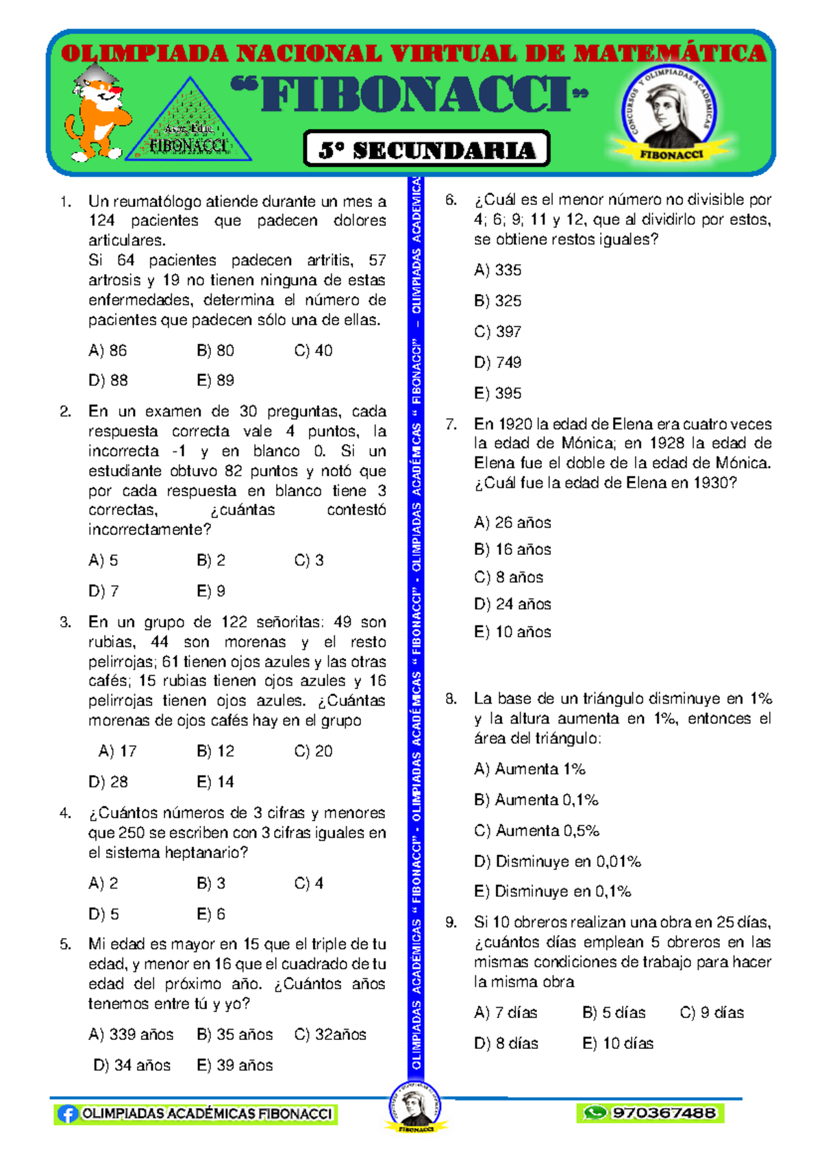 5TO SEC MATE - ejercicios de matemática secundaria 2 - O LIMPIADAS ...