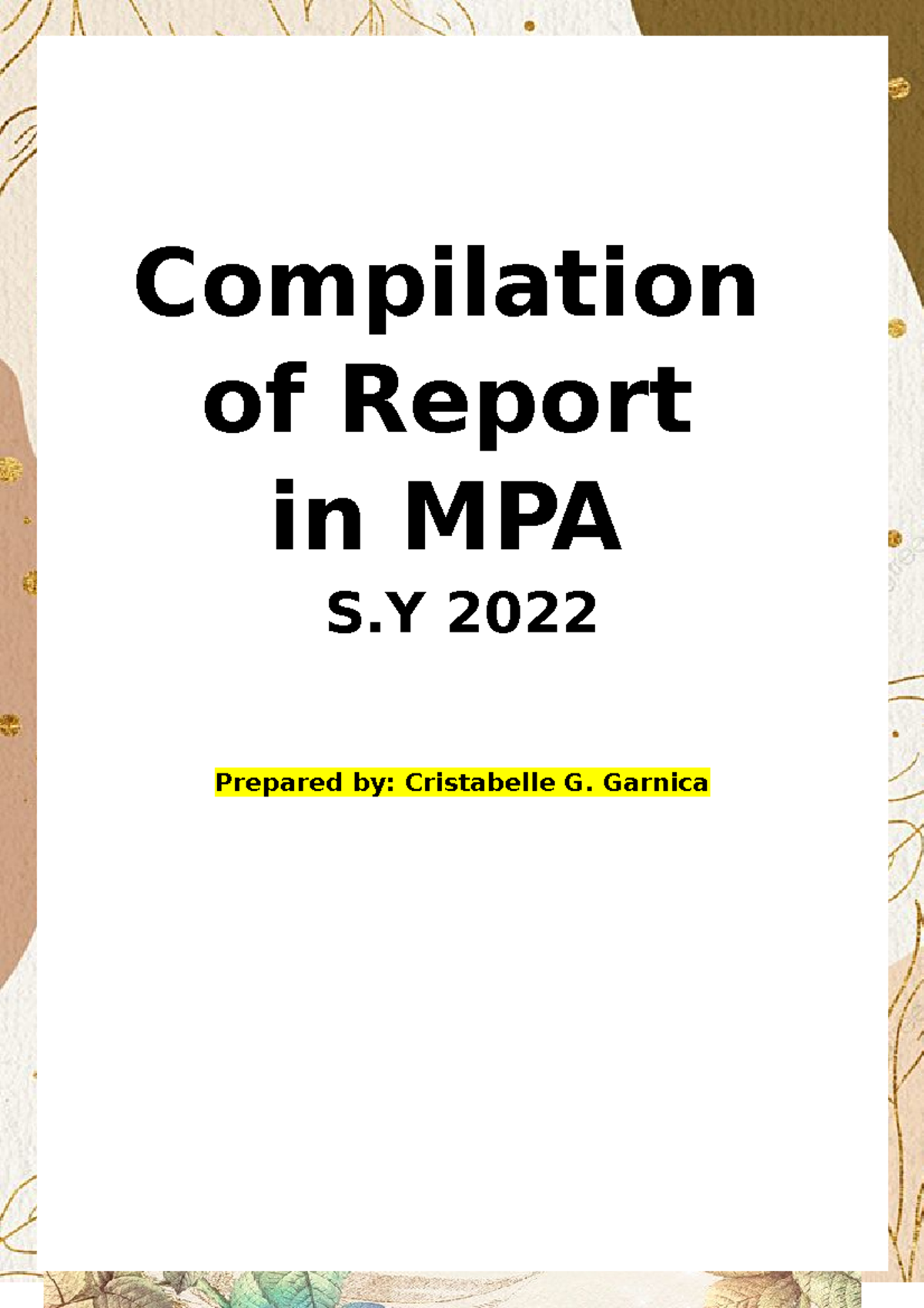 205- Compilation OF Report - Compilation of Report in MPA S 2022 ...