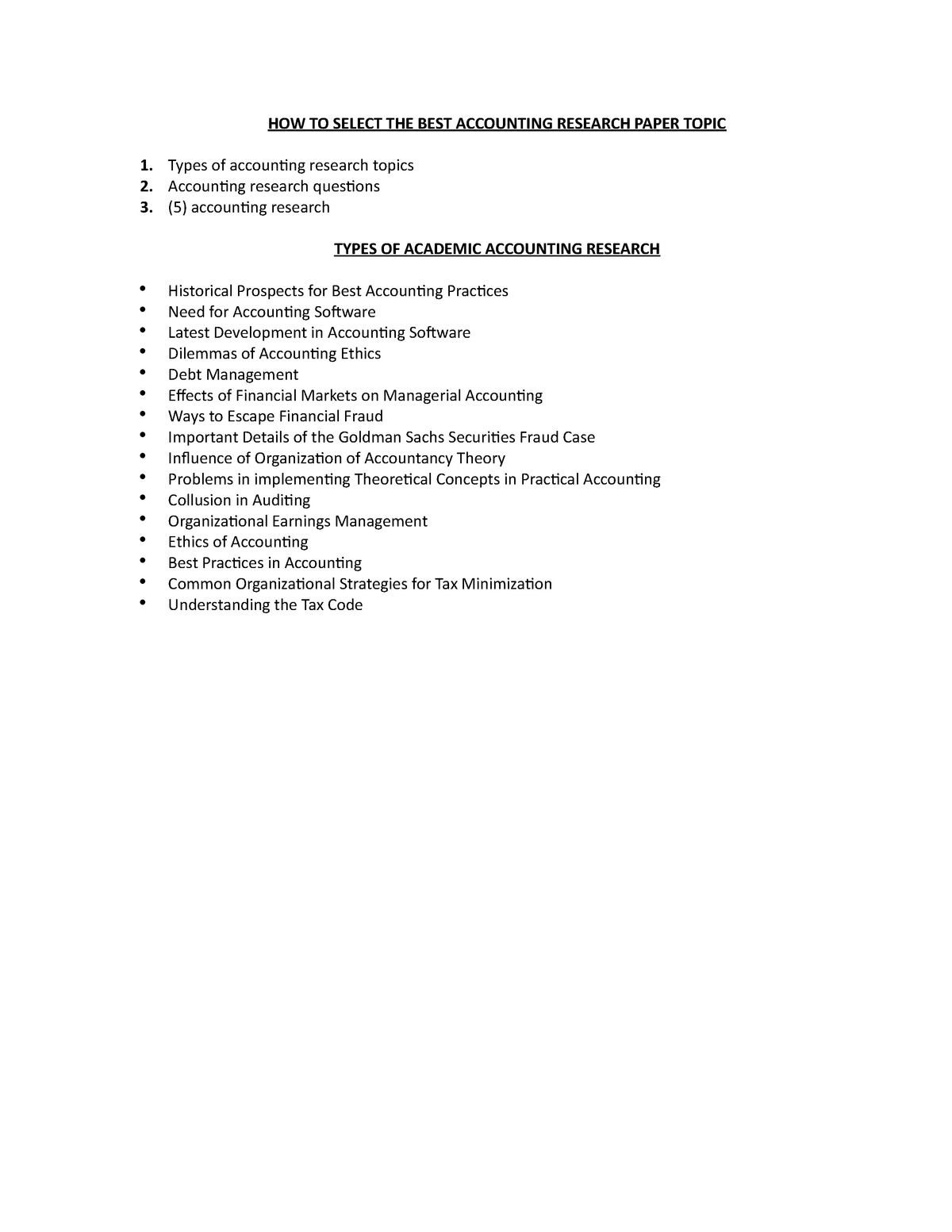topics for accounting research paper