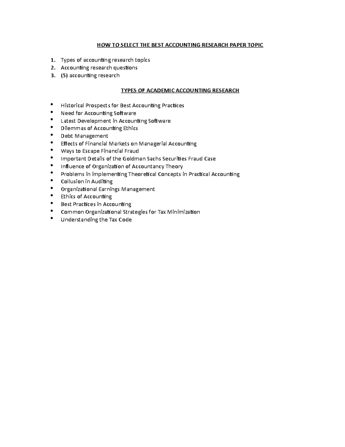 topics for accounting research paper