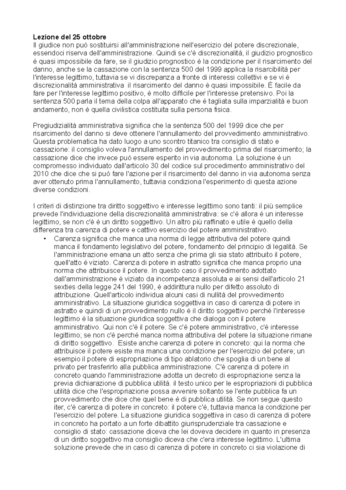 Criteri Di Distinzione Diritto Soggettivo Interesse Legittimo - Lezione ...