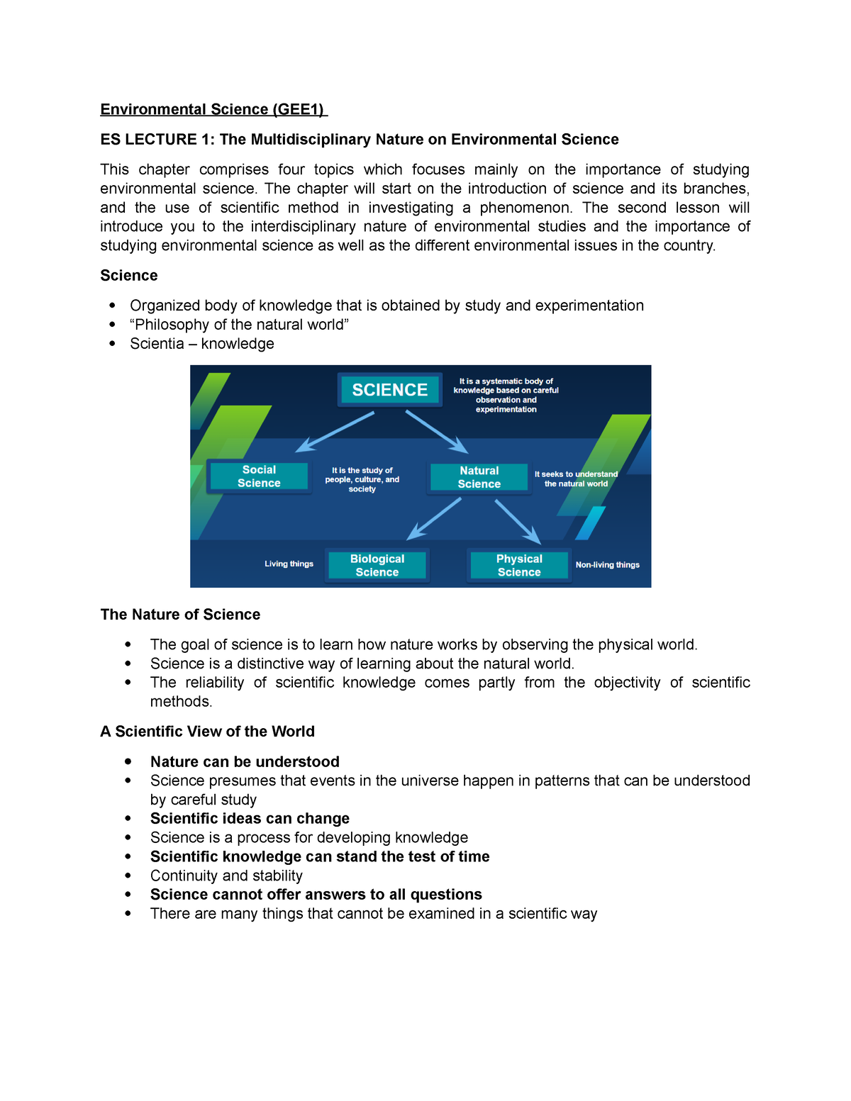 Environmental Science - Lesson 1 - Environmental Science (GEE1) ES ...