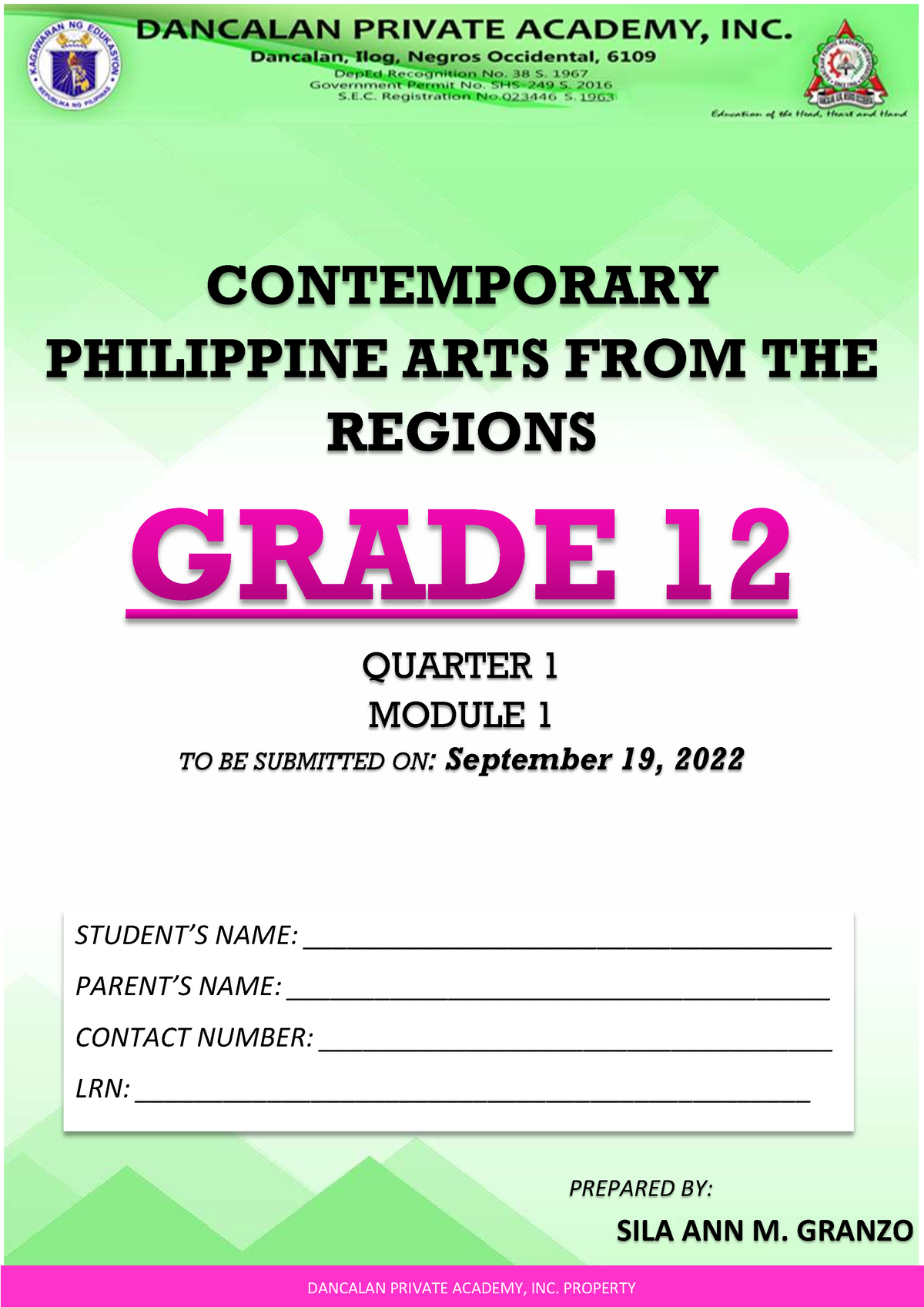 1ST SEM Module 2 Contempo 12 CONTEMPORARY PHILIPPINE ARTS FROM THE   Thumb 1200 1697 