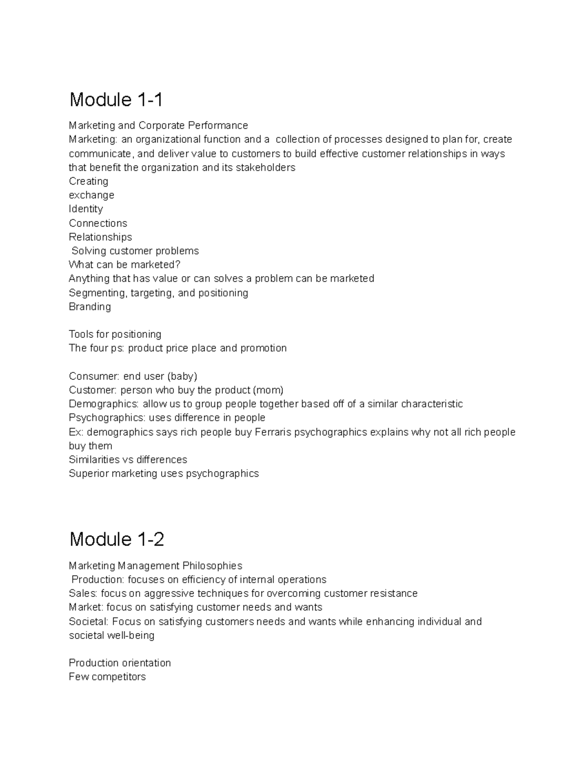 Module 1 - Module 1- Marketing and Corporate Performance Marketing: an ...