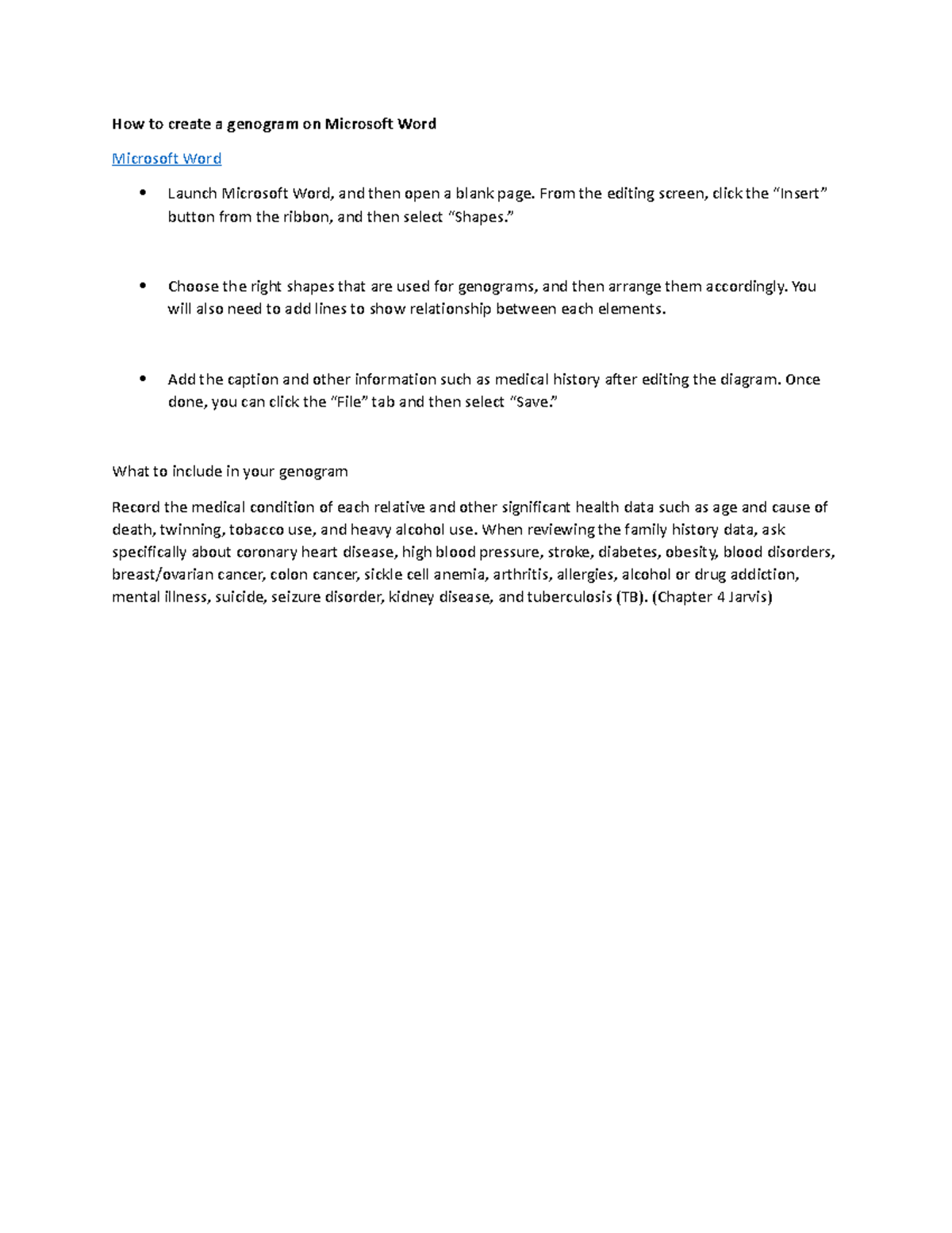 How to create a genogram on Microsoft Word - How to create a genogram ...