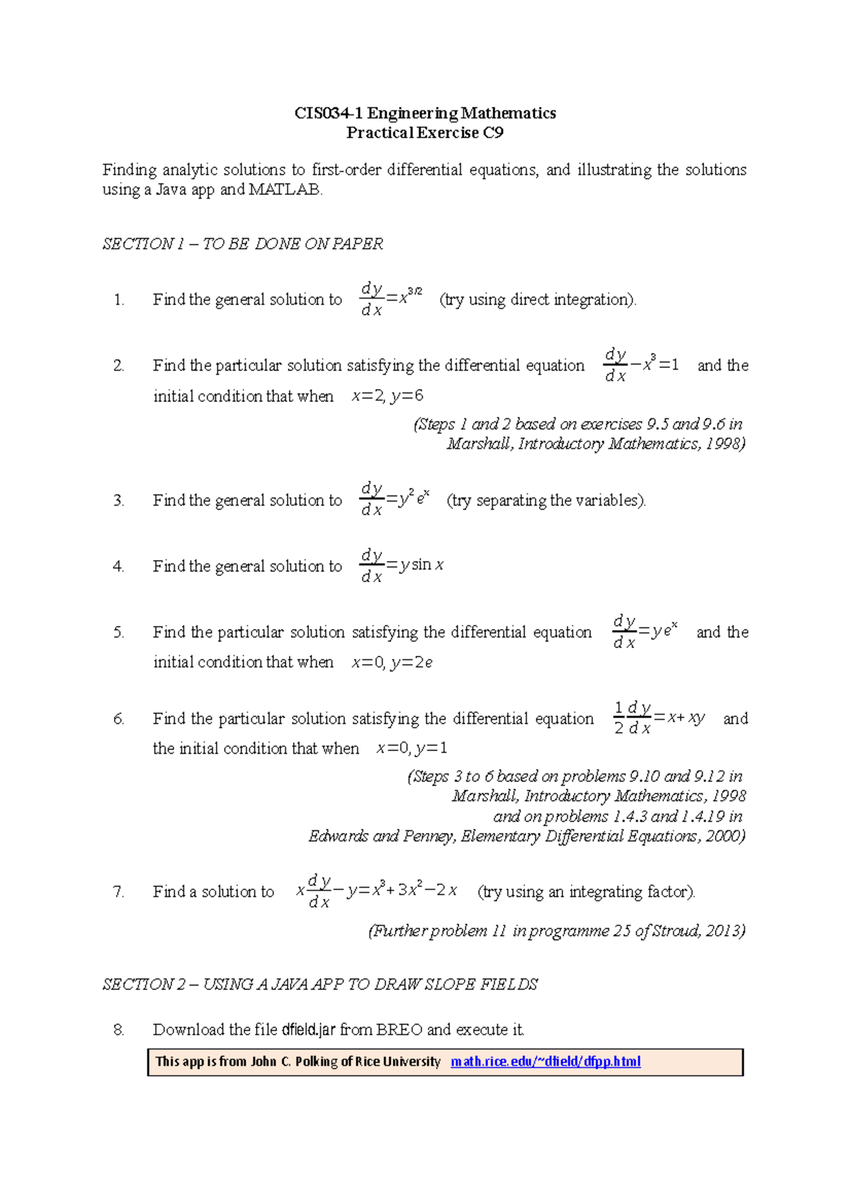 CIS034-1 Practical C9 - CIS034-1 Engineering Mathematics Practical ...