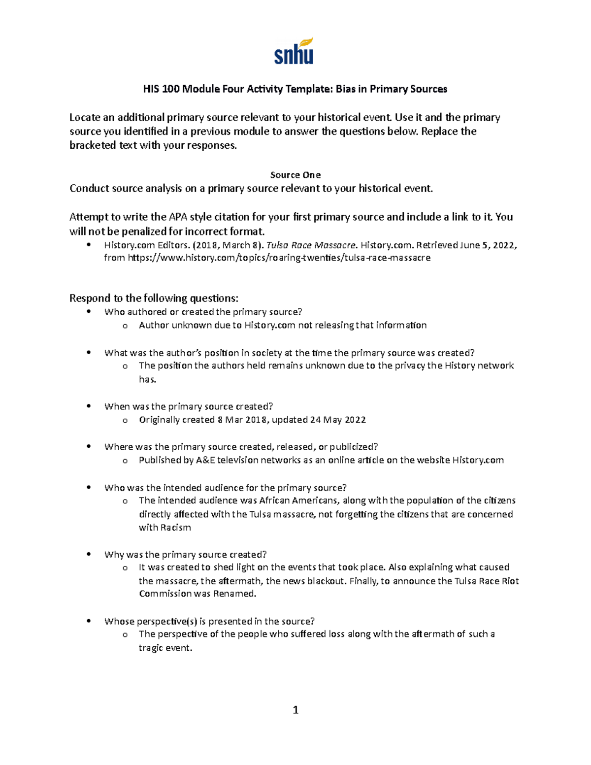 HIS 100 Module Four Activity Bias Template filled - HIS 100 Module Four ...