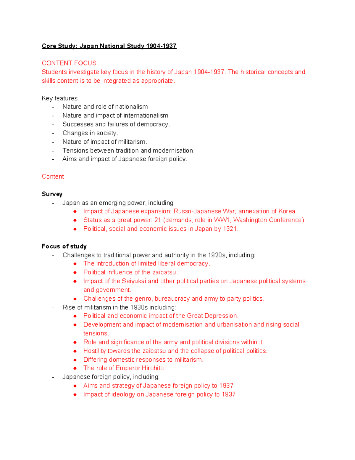 Study Notes On Core Study Japan National Study 1904-1937 - Core Study ...