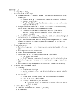 COMM 89 Lecture + Reading Notes - COMM 89: Introduction to Theory ...