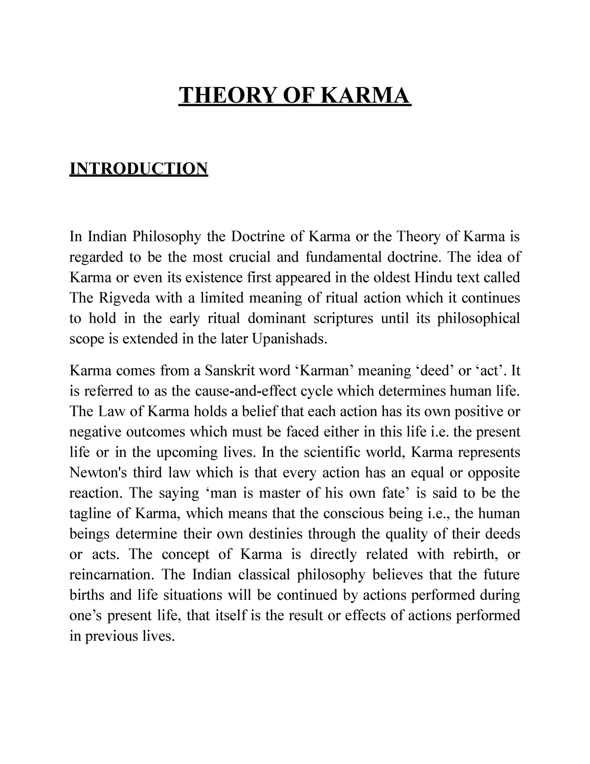 dissertation on karma