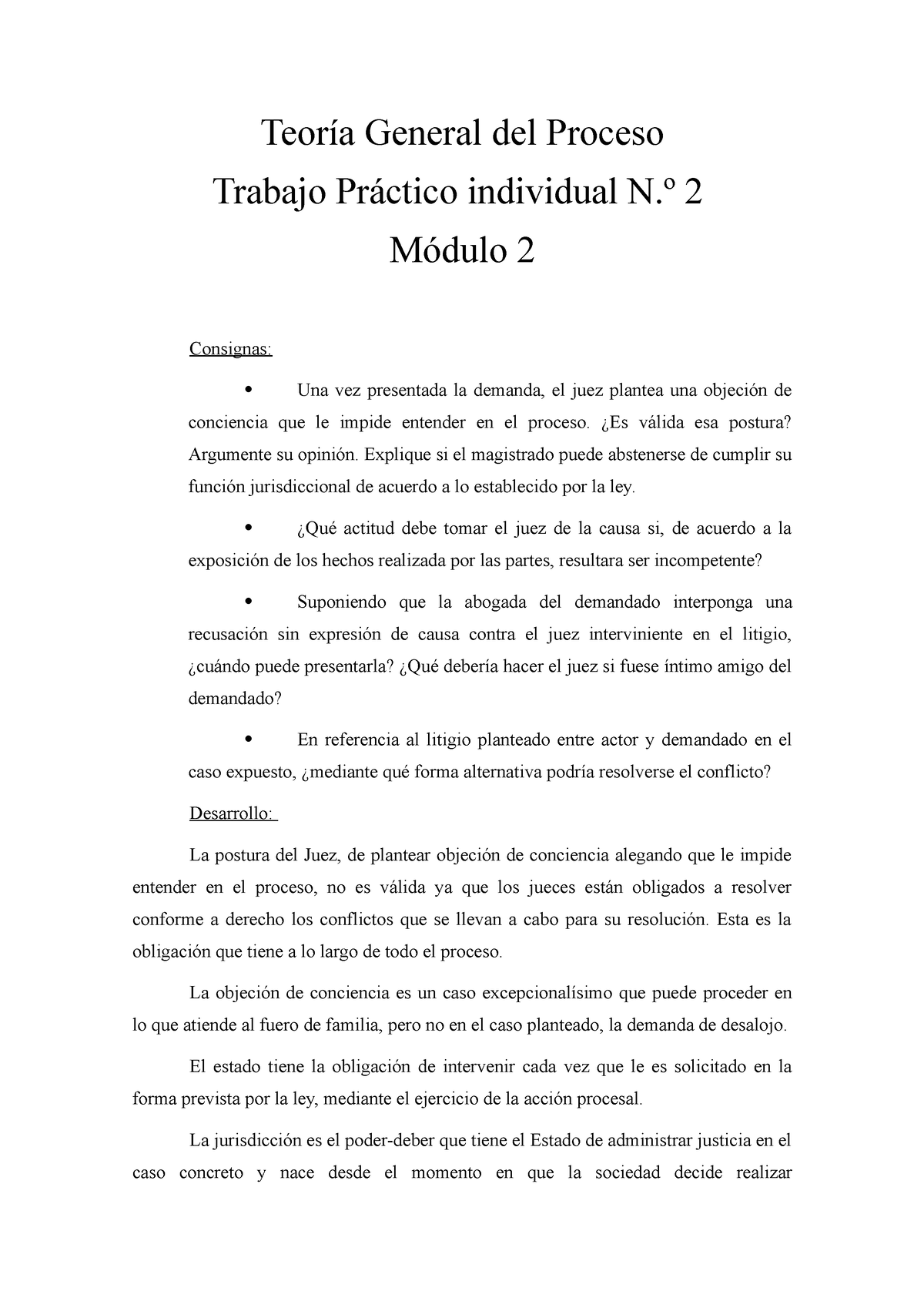 Tp Teoria Gral Del Proceso Teor A General Del Proceso Trabajo Pr Ctico Individual N