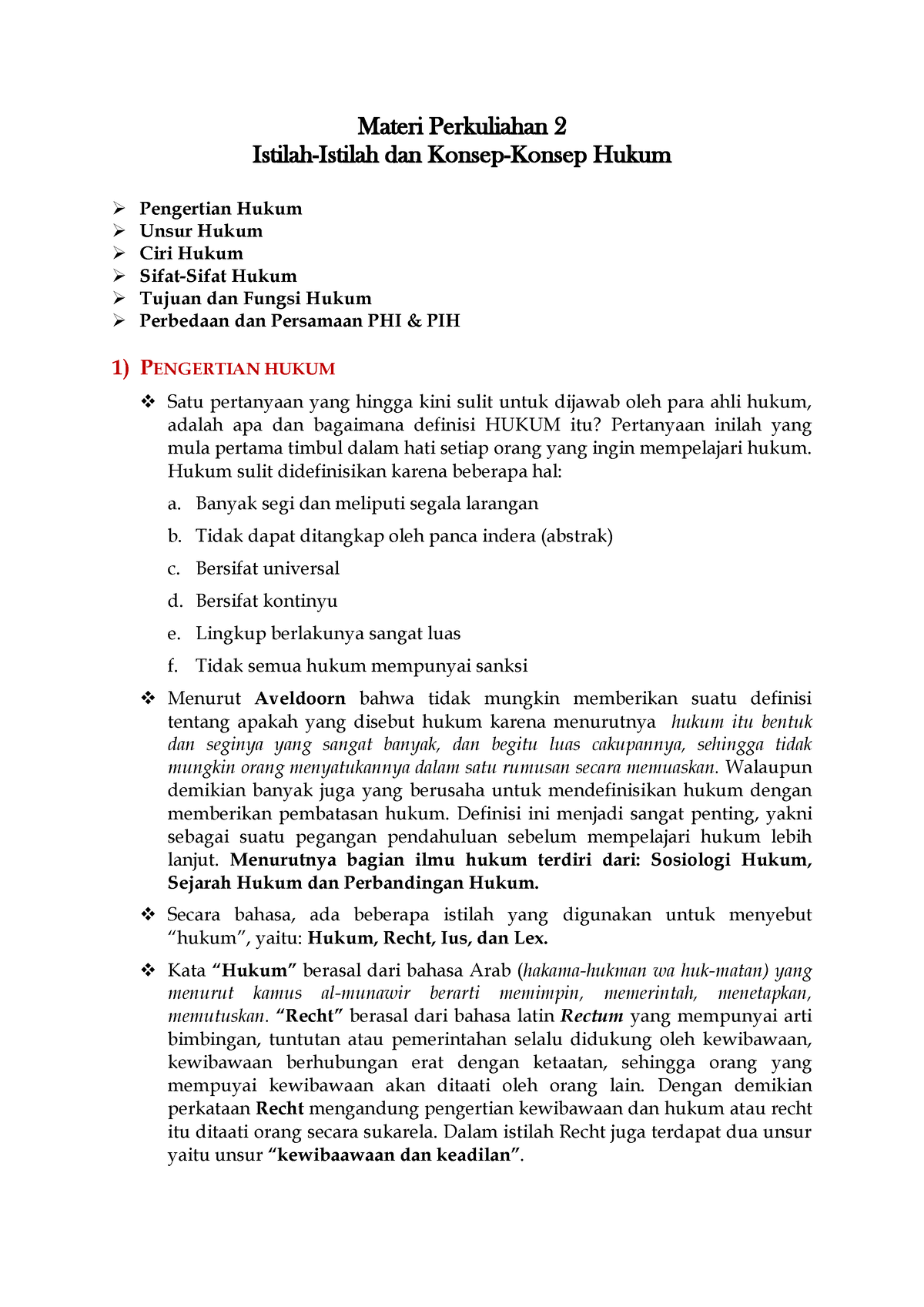 1. PIH; Pengertian, Unsur Hukum - Materi Perkuliahan 2 Istilah-Istilah ...