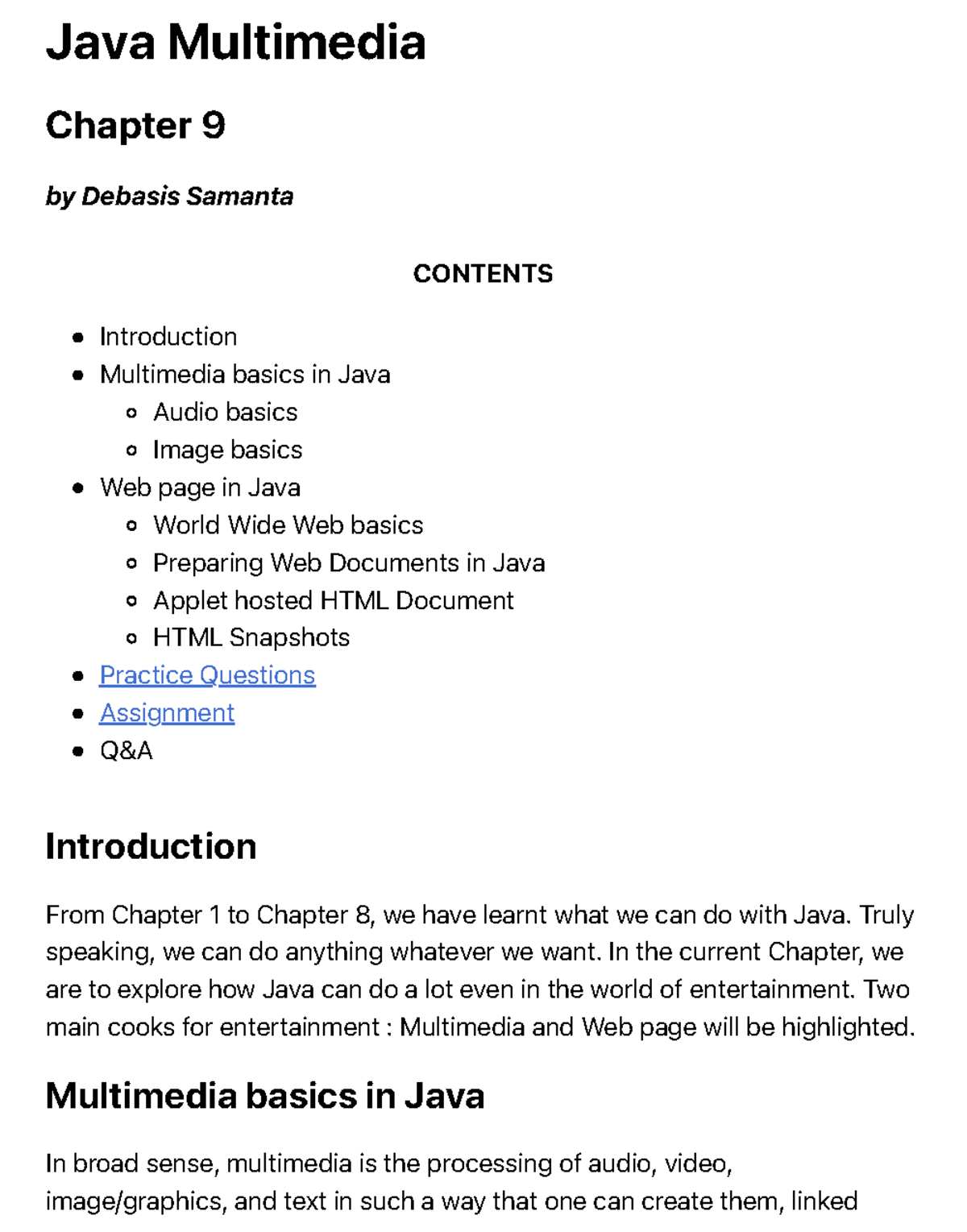 Ch9 - Multimedia basics in Java Audio basics Image basics Web page in ...
