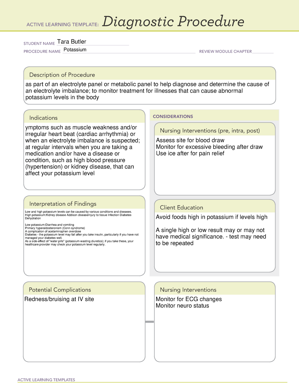 Ati Diagnostic Template For Fluid And Electrolytes