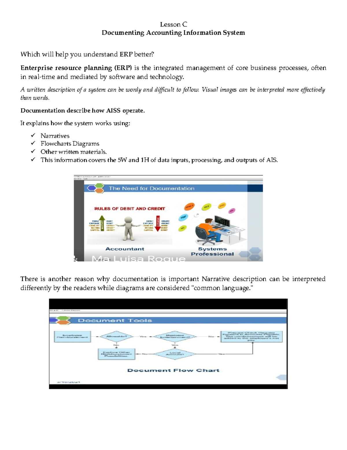 AIS Lesson C 1 - AIS Chapter 4 - Lesson C Documenting Accounting ...