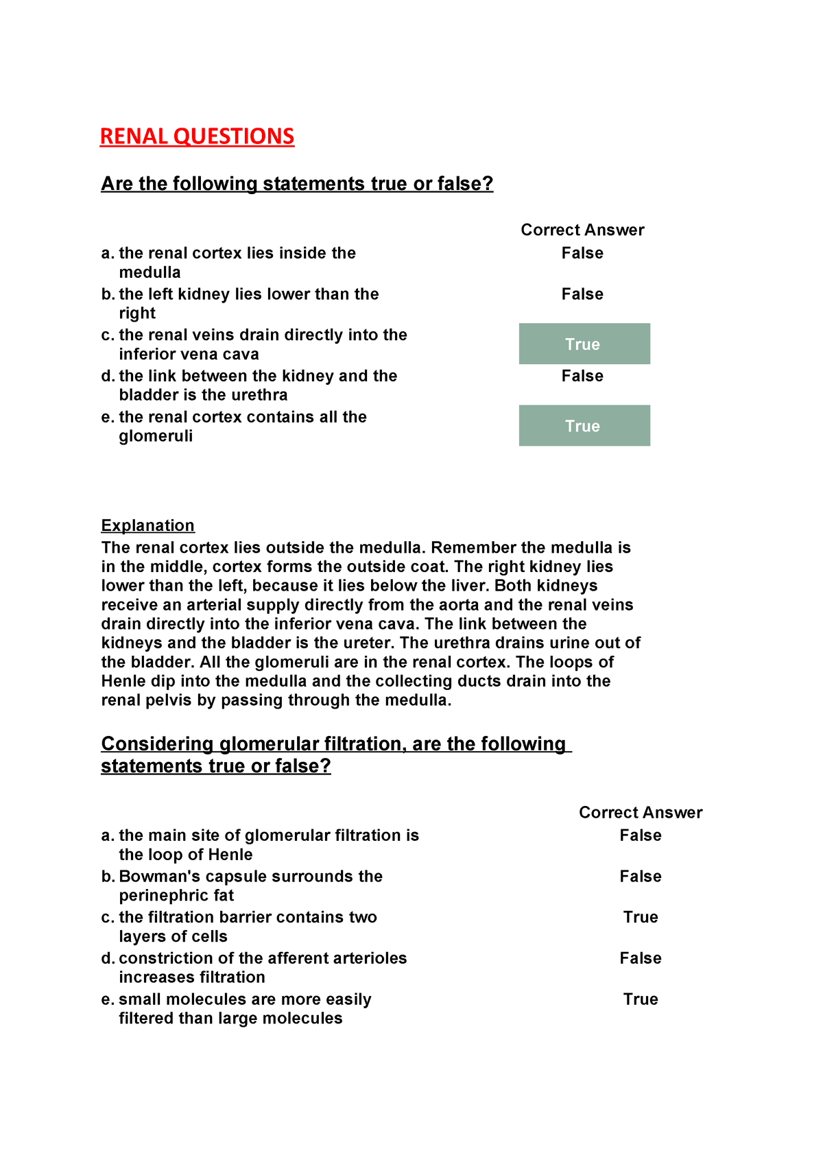 critical thinking questions about kidney