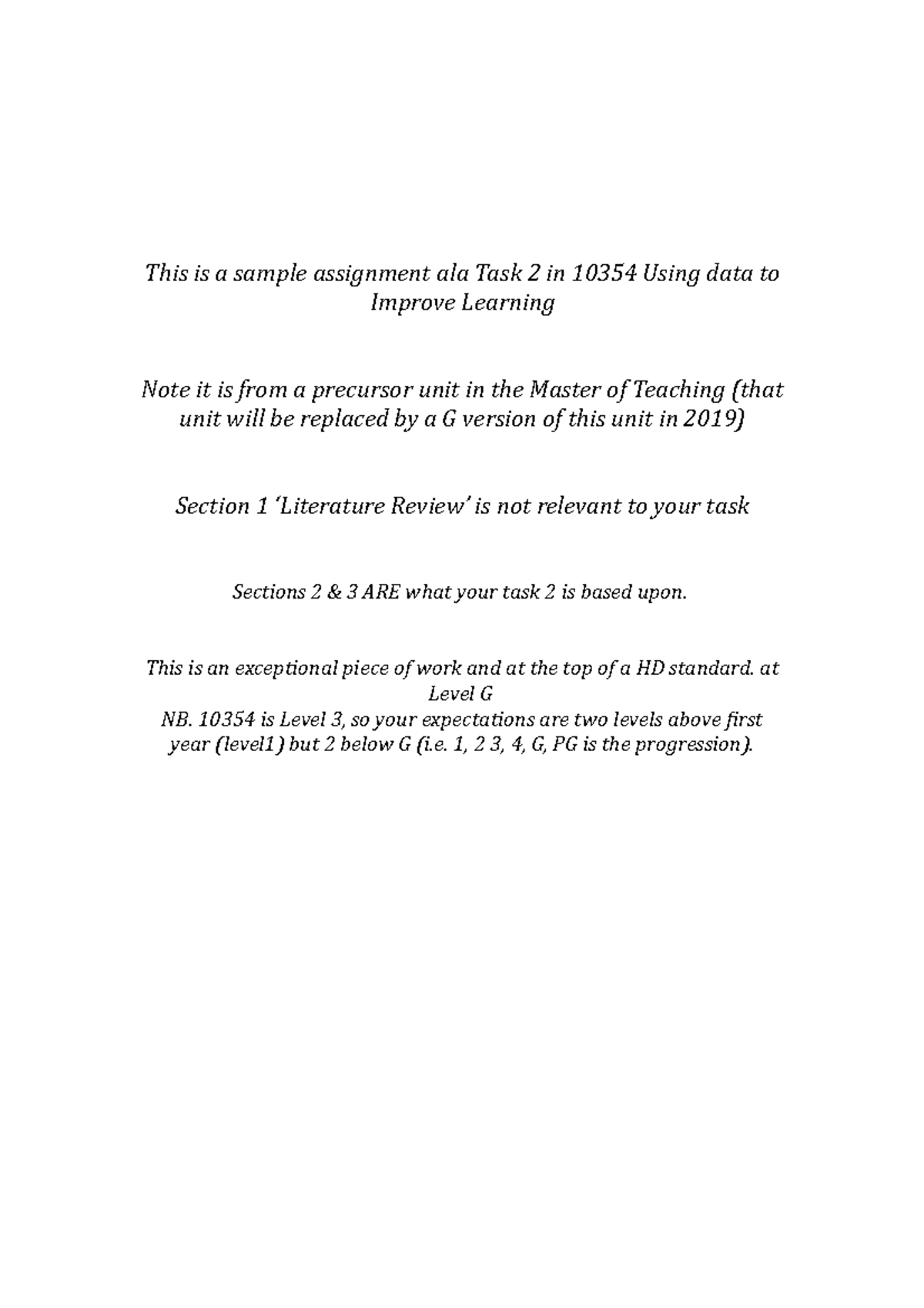 10354 assignment - This is a sample assignment ala Task 2 in 10354 ...