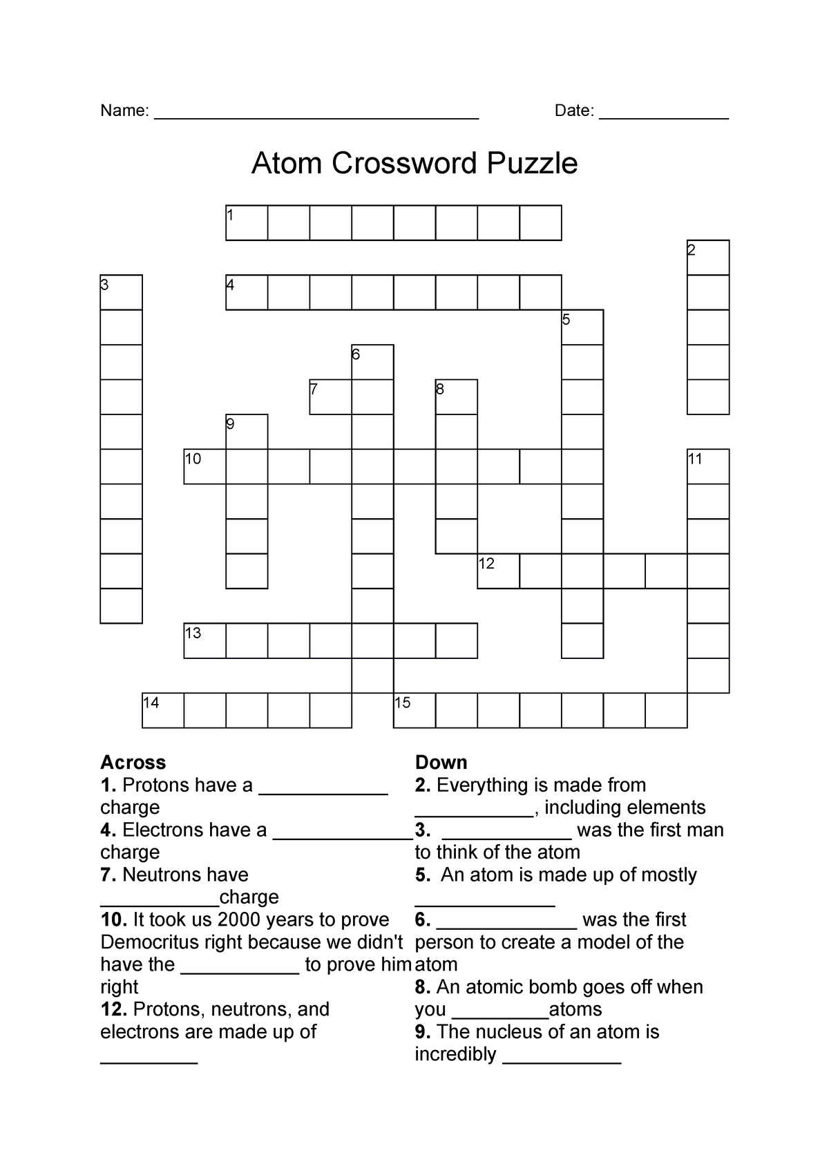 Atom Crossword Puzzle 909fd 62fd44cd Name