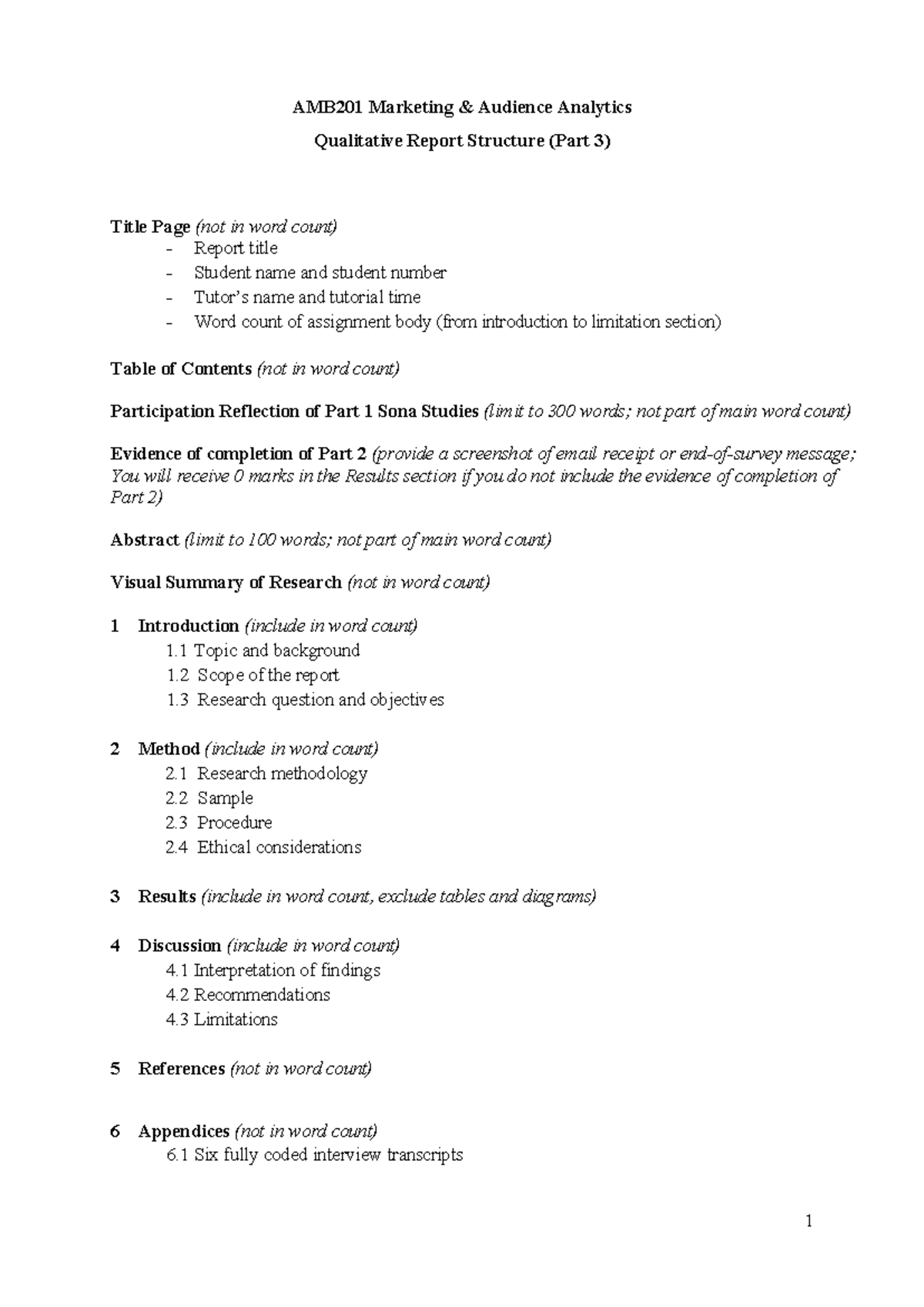 Report structure - The information below will assist with this when you ...