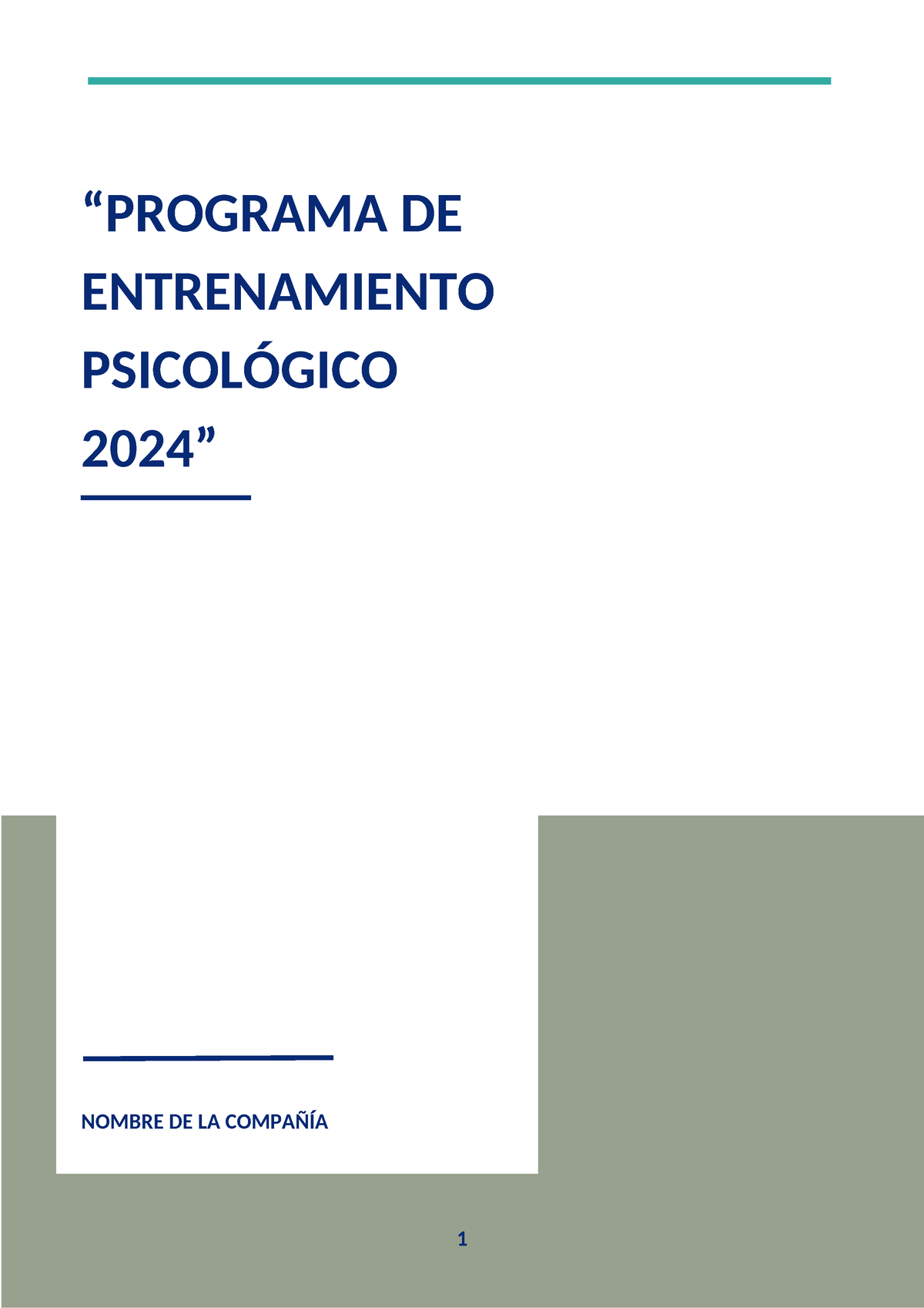 PLAN DE Trabajo Programa 2024 “PROGRAMA DE ENTRENAMIENTO PSICOLÓGICO