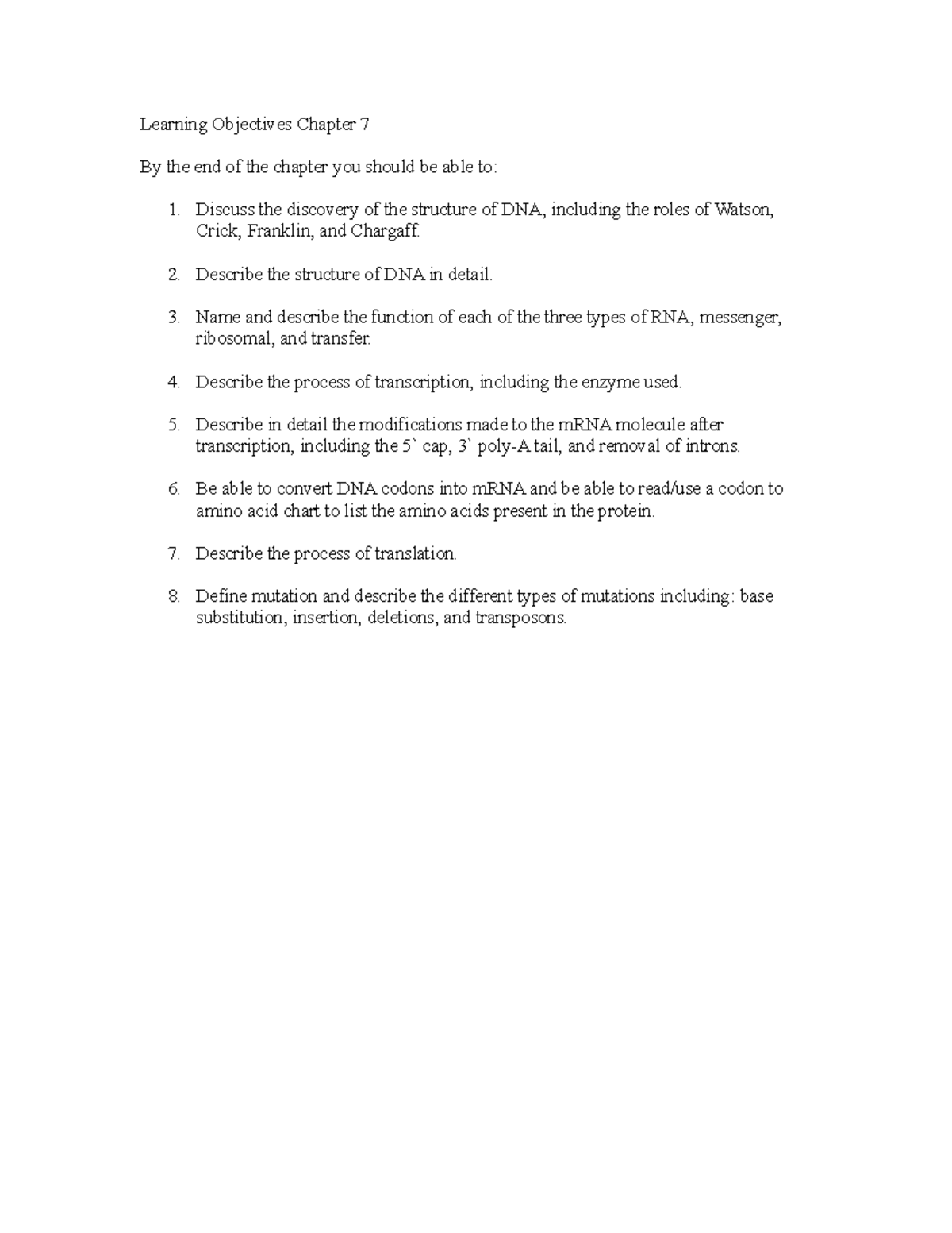 Chapter 7 - Homework - Learning Objectives Chapter 7 By the end of the ...