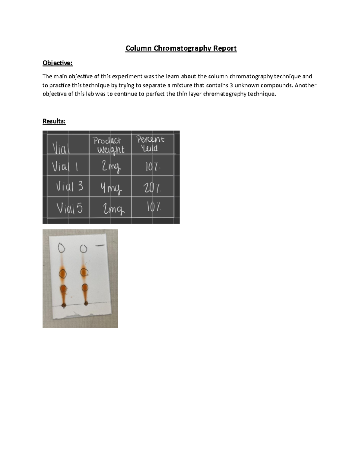 Column Chromatography Report Column Chromatography Report Objective