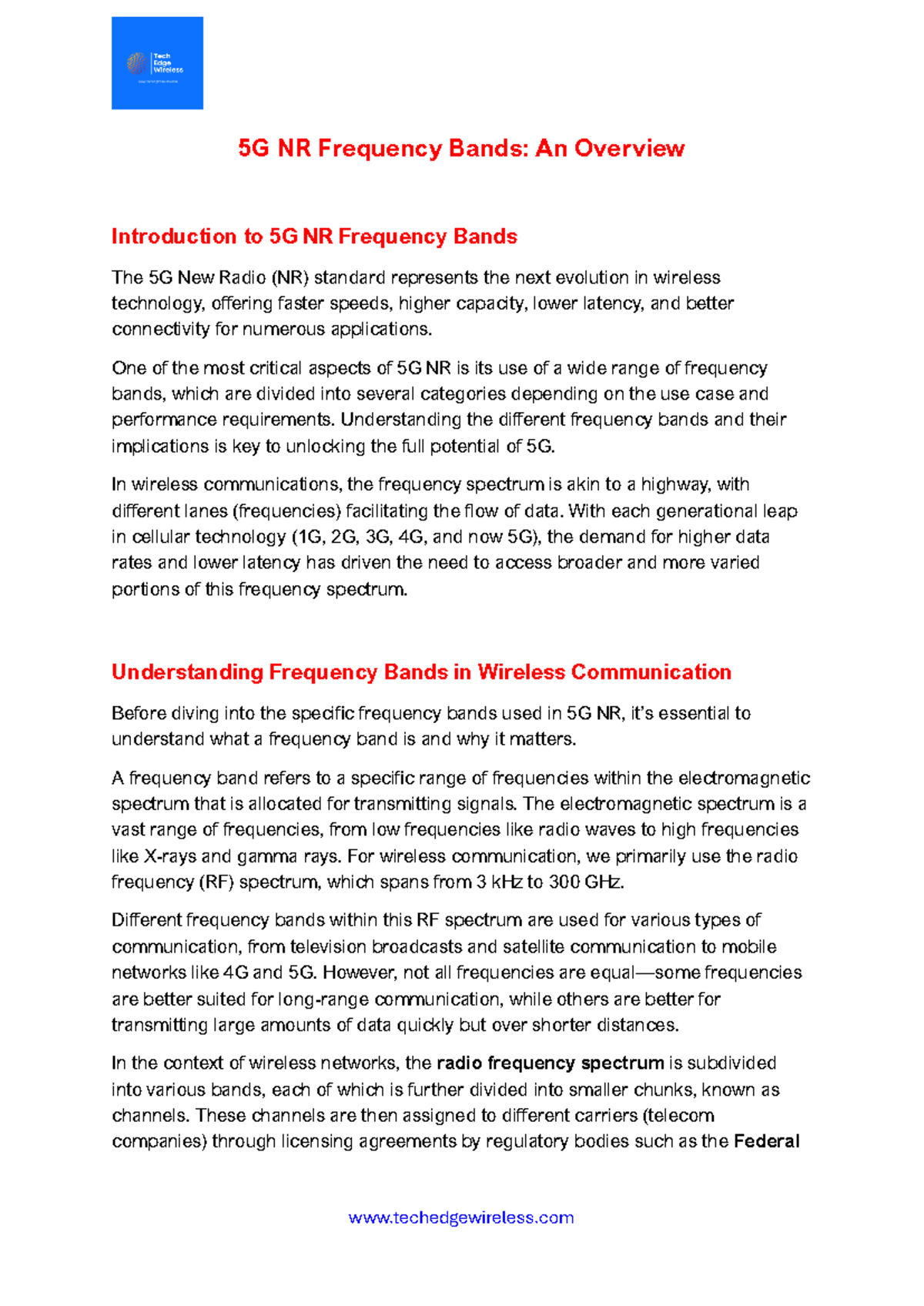 5G Frequency Bands - This document focuses on 5G networks - 5G NR ...