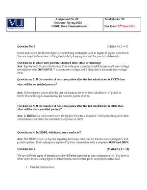 Spring 2019 CS601 2 - assignment - Assignment No. 02 Semester: Spring ...