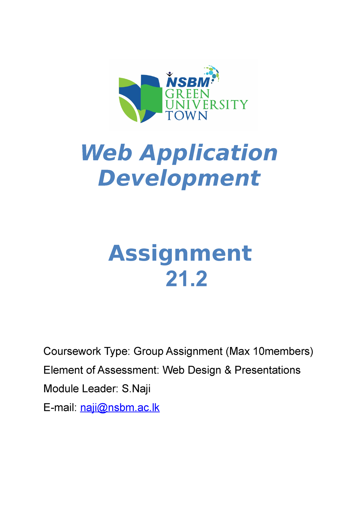 web developer university assignment